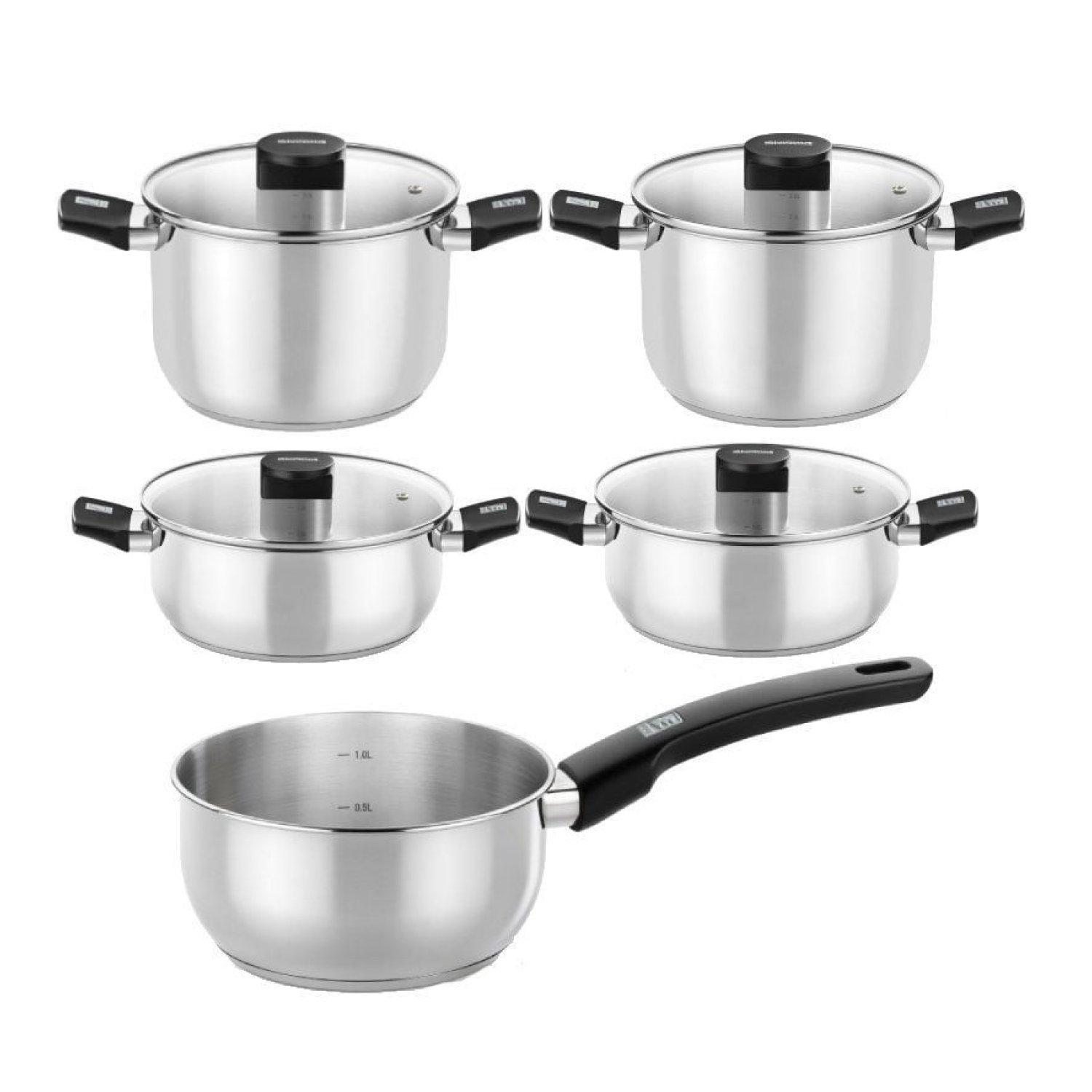 Monix Elite · Batería de Cocina · 7 Piezas · Acero Inoxidable · Apta para Inducción