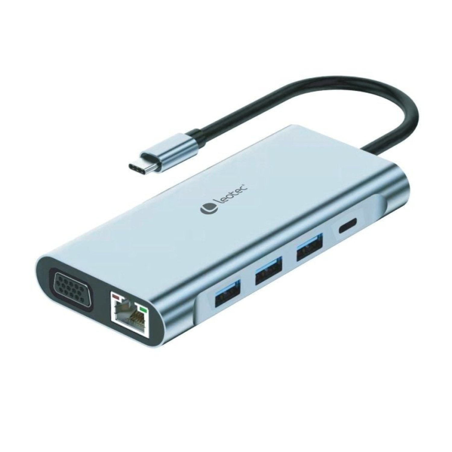 Leotec LEDS01 · Docking USB-C · 3xUSB + 2xUSB-C PD · HDMI 4K · Gris