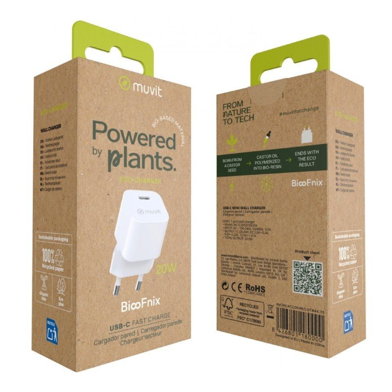 Muvit For Change · Cargador de Pared · 1 USB-C · 20W