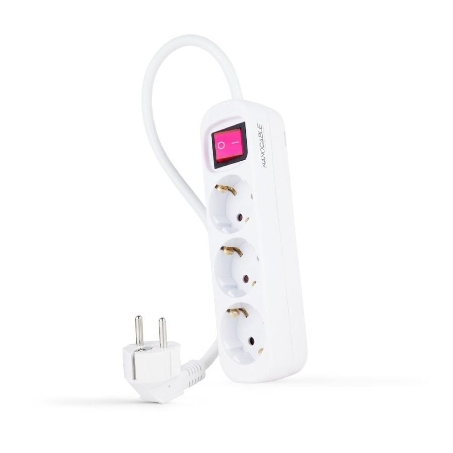 Nanocable · Regleta 3 Tomas · Interruptor · Cable 1,4m · Blanca