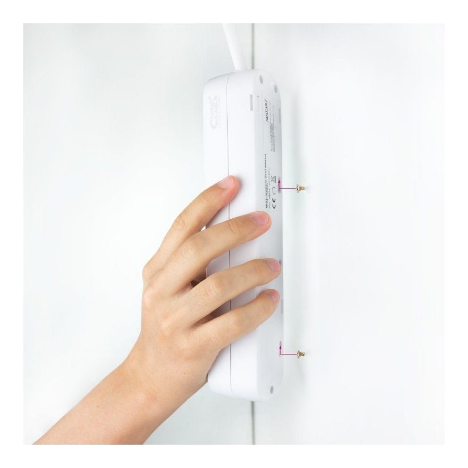 Nanocable · Regleta 3 Tomas · Interruptor · Cable 1,4m · Blanca