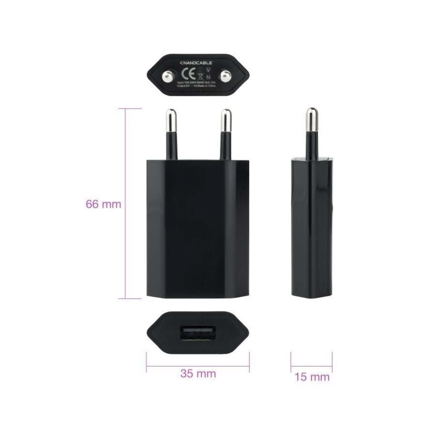 Nanocable · Cargador Pared USB · 5W