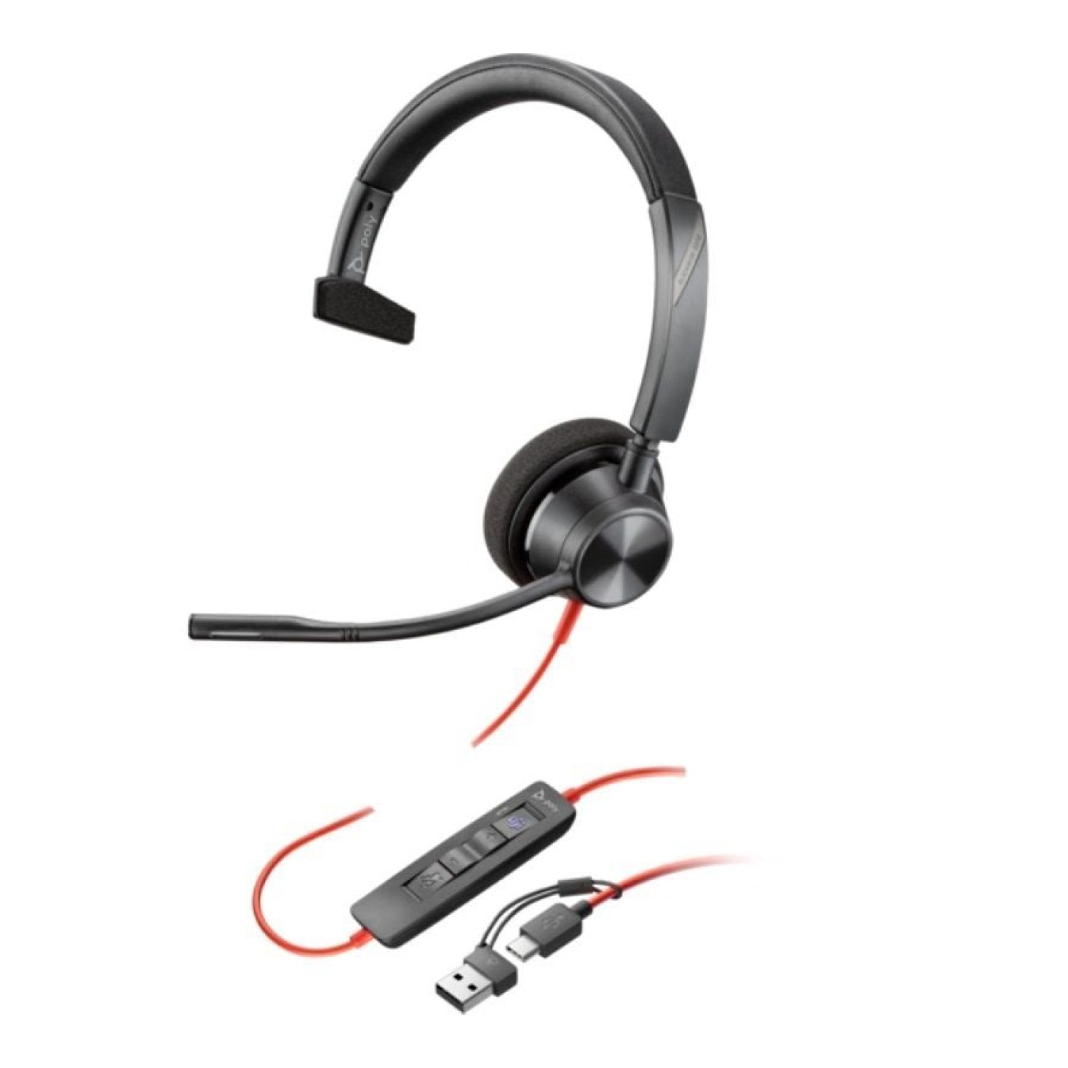 Poly Blackwire 3310 · Auricular para Microsoft Teams · Micrófono · USB-C/A · Negro