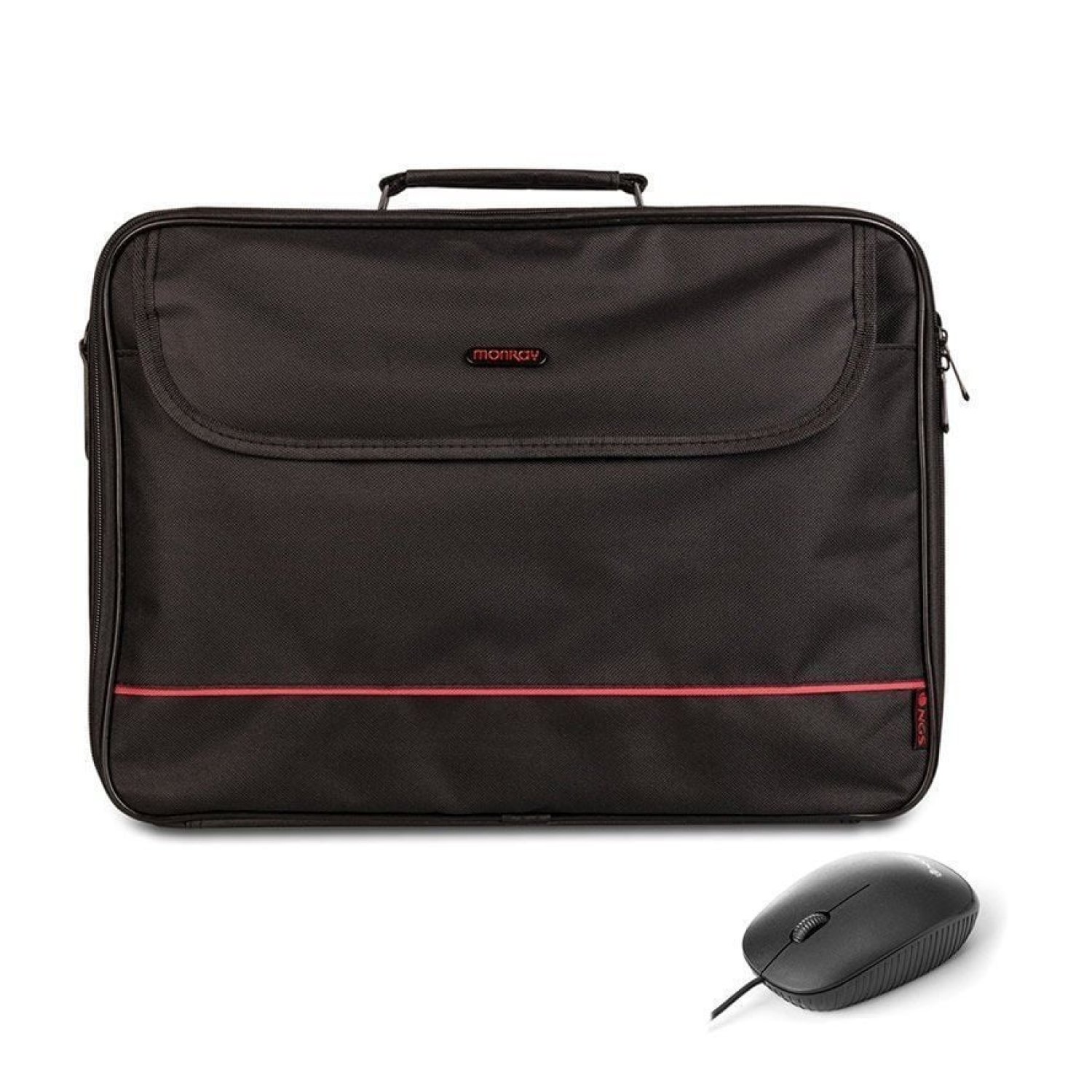 Maletín Monray Bureau · Para portátiles hasta 16" · Incluye ratón · Negro