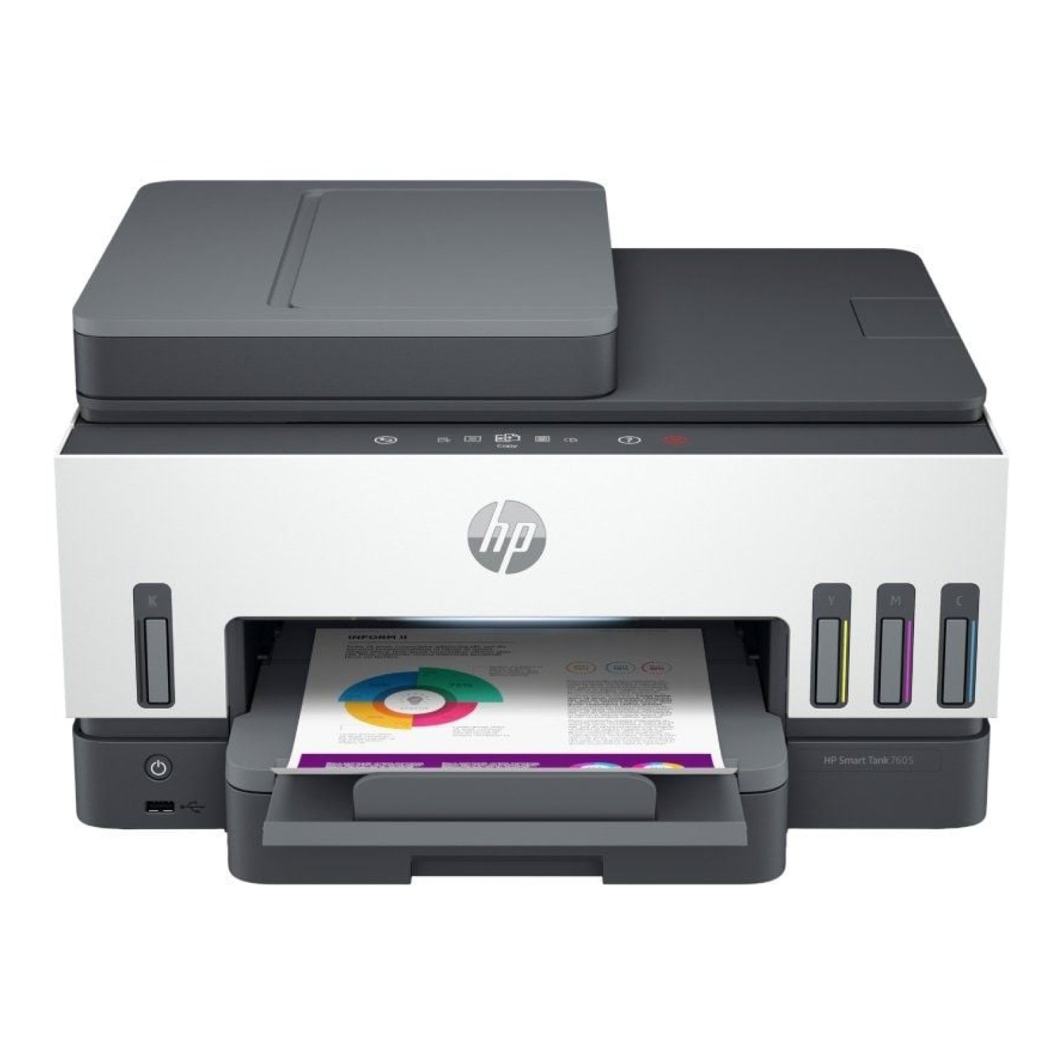 HP Smart Tank 7605 · Multifunción WiFi · Fax · Impresión Dúplex · Blanca