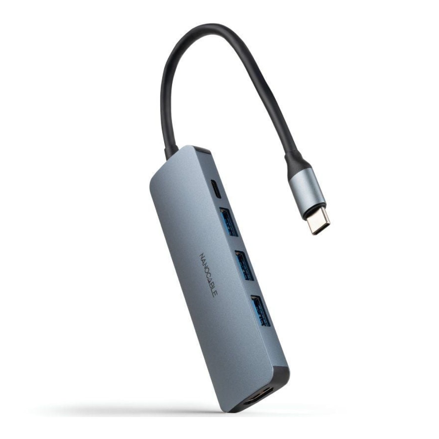 Nanocable Docking USB-C · 3xUSB · HDMI 4K · USB-C PD · Gris