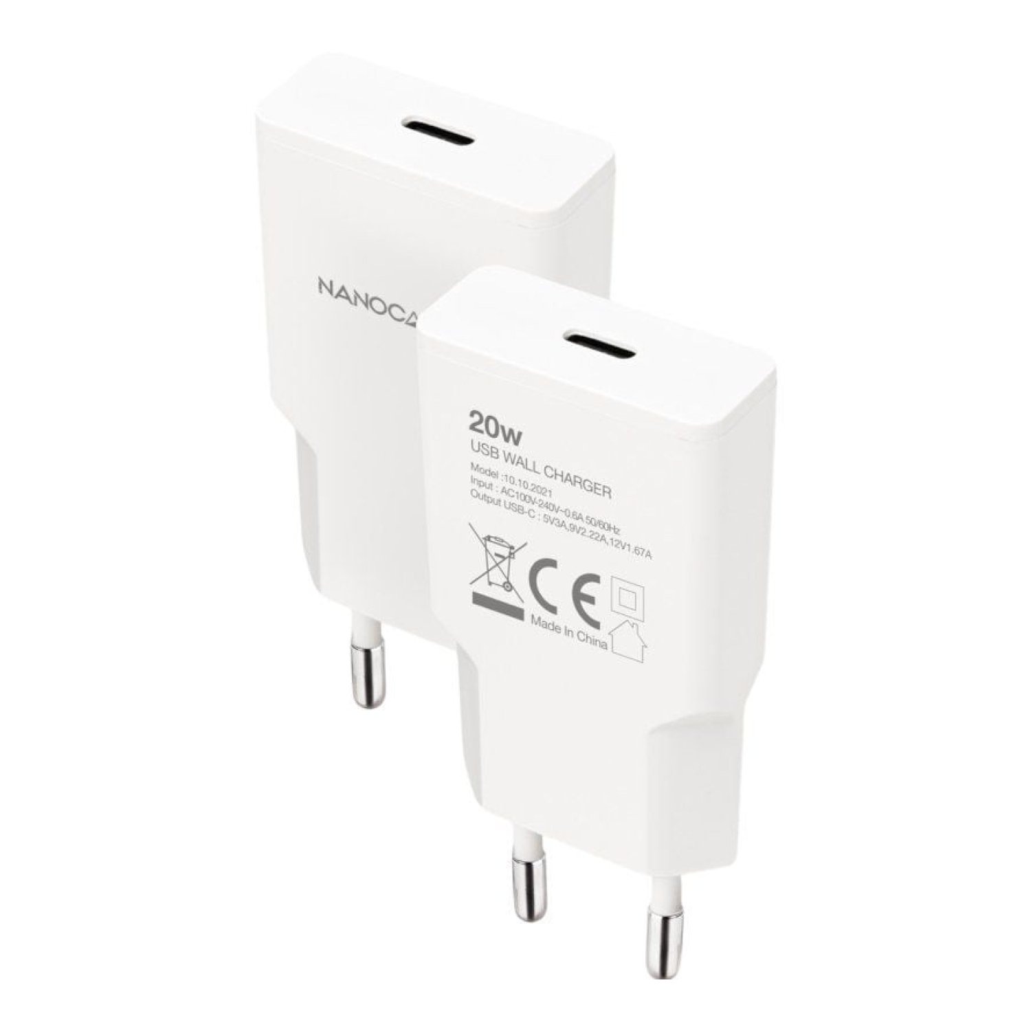 Nanocable · Cargador USB-C · 20W · Blanco