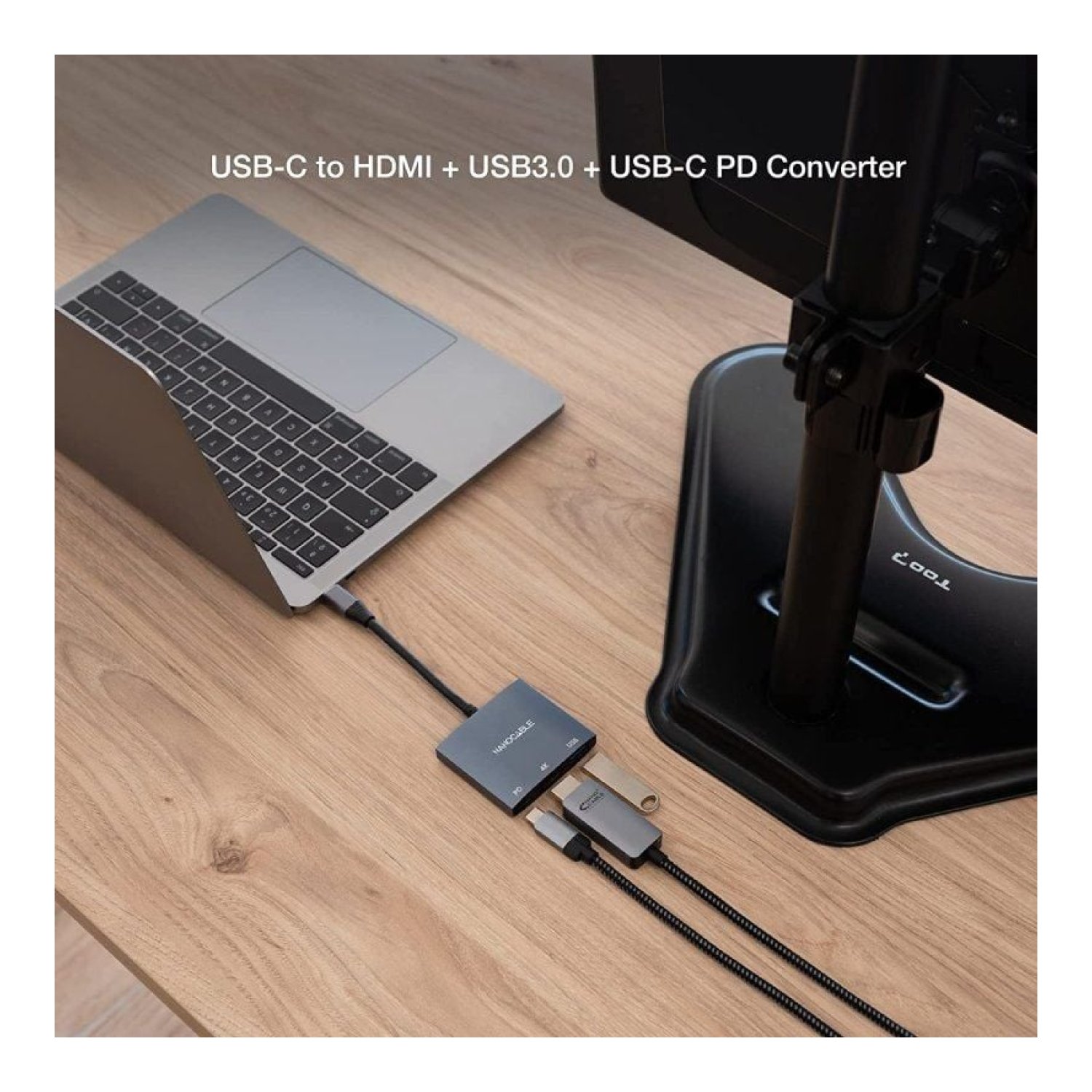 Nanocable · Conversor USB-C a HDMI 4K · 15cm · Gris