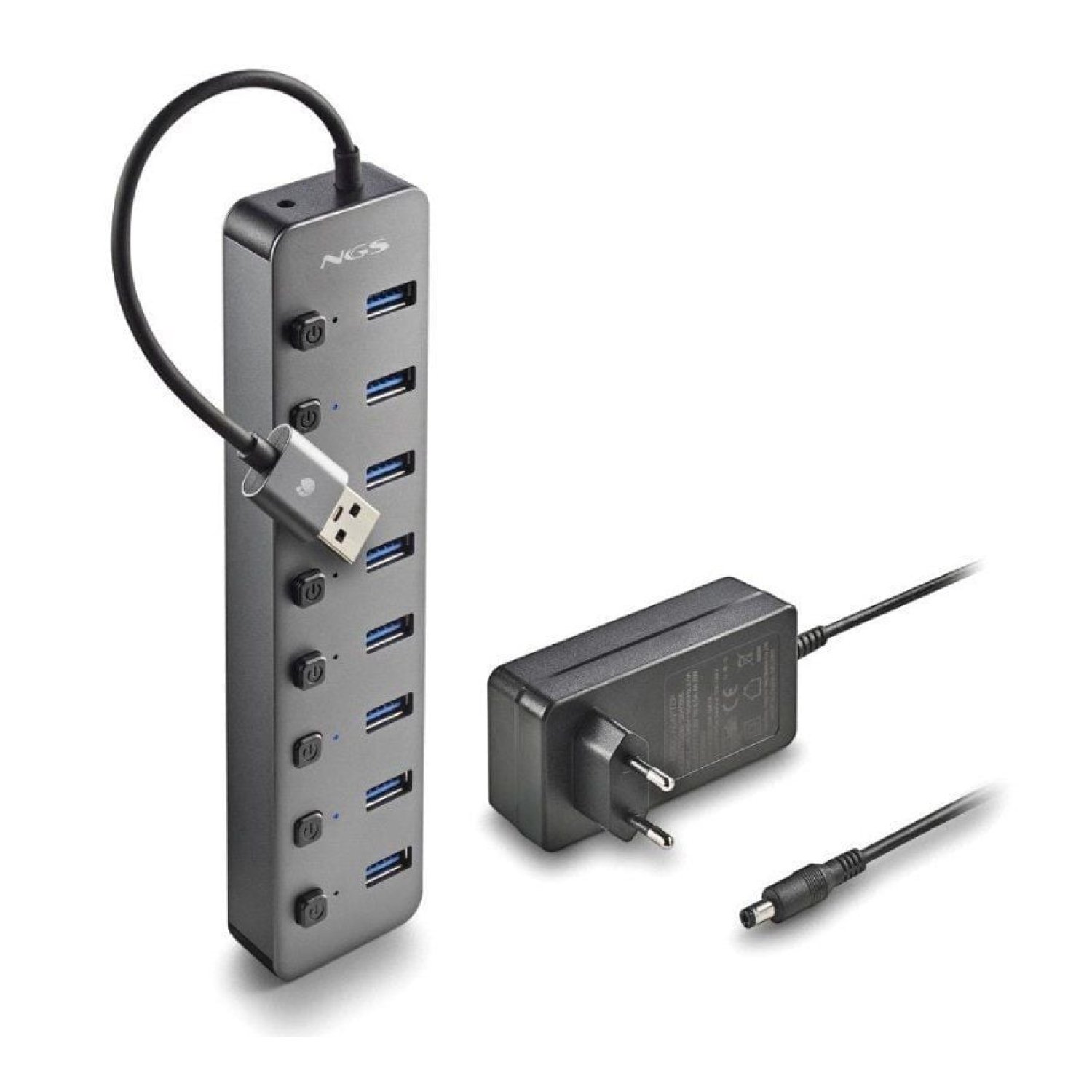 NGS iHub8 · Hub USB 3.0 · 8 Puertos · Gris