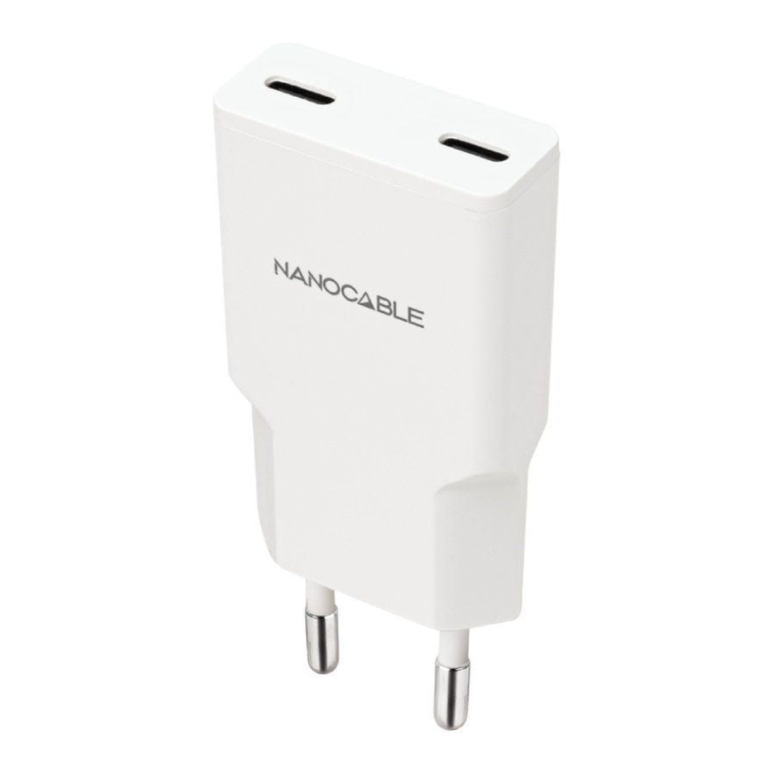 Nanocable Cargador de Pared · 2x USB Tipo-C · 20W · Blanco