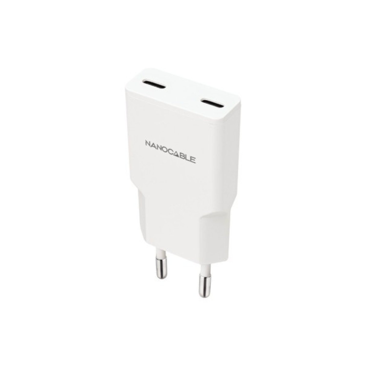 Nanocable Cargador de Pared · 2x USB Tipo-C · 20W · Blanco