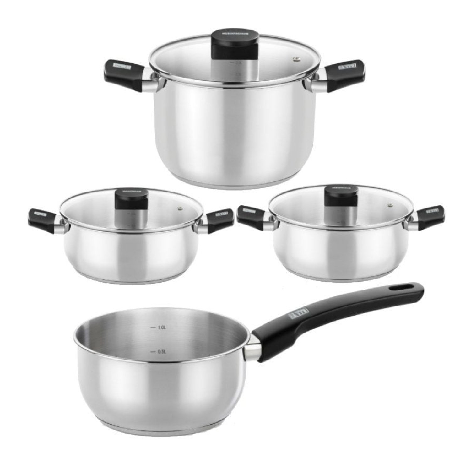 Pack Batería de Cocina Elite Monix M240001/ Cazo Ø14cm/ Ollas Ø24cm/ Cacerolas Ø20 - 24cm/ Acero Inoxidable/ Apta para Inducción