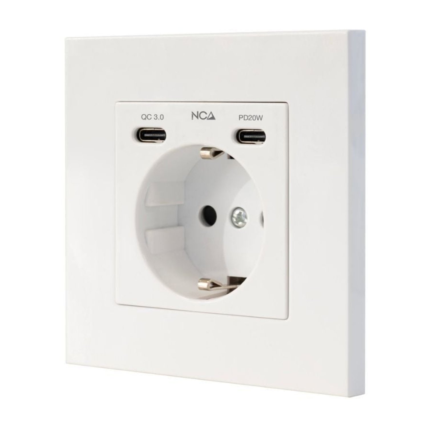 Nanocable · Roseta de Pared · 1 Schuko + 2 USB
