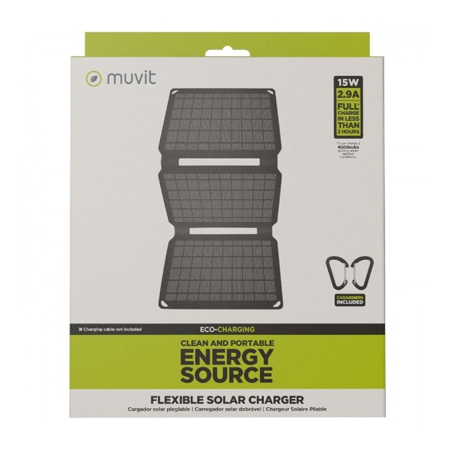 Muvit Panel Solar Portátil · 15W · USB · Cargador Smartphone