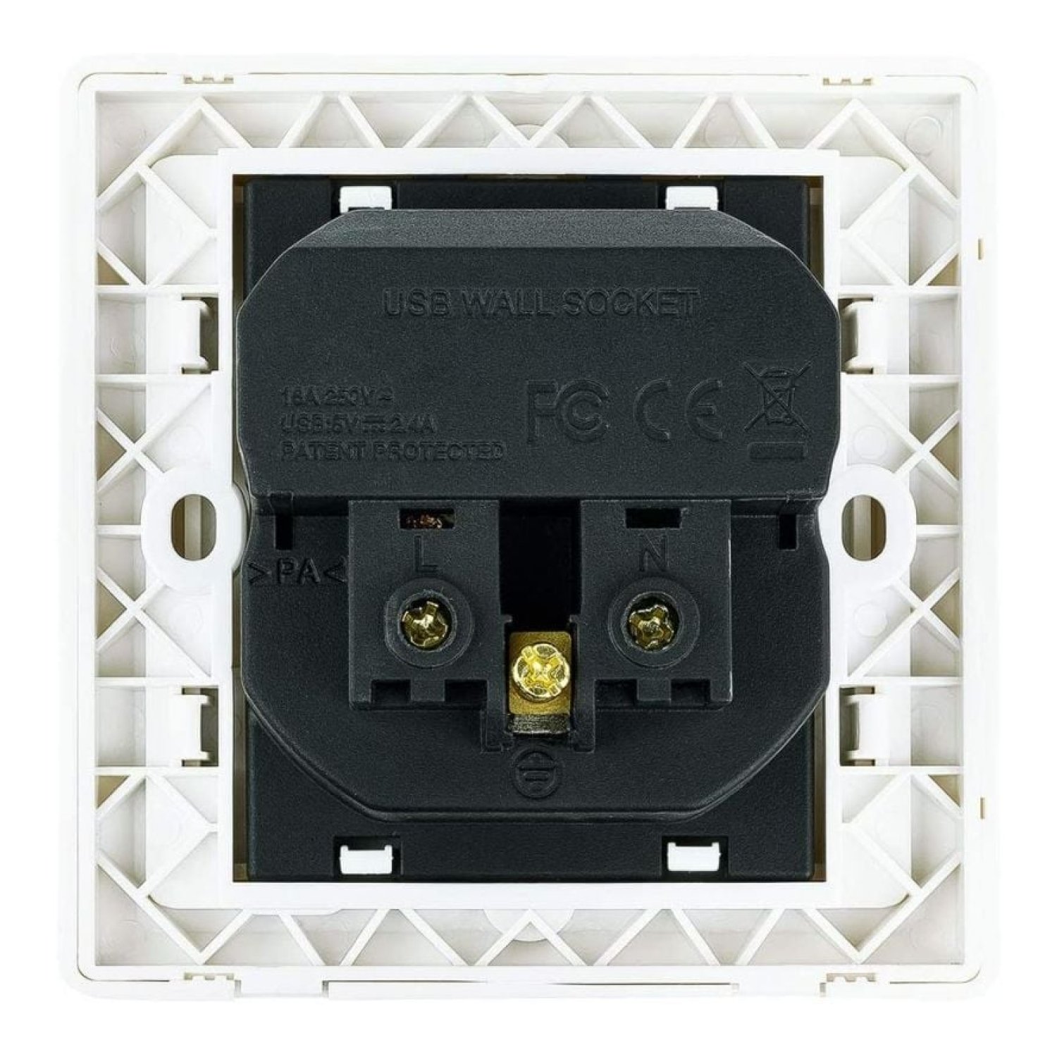 Nanocable Roseta de Pared · 1 Schuko · 2 USB · Carga Rápida
