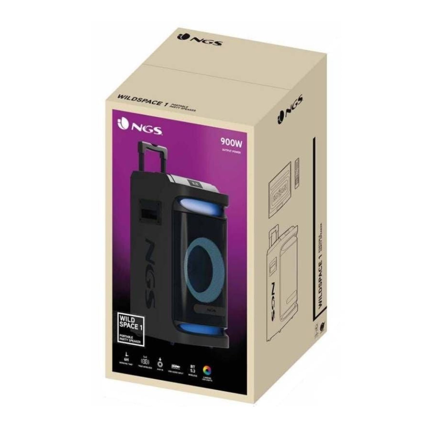 NGS Wild Space 1 · Altavoz Portable Bluetooth · 900W