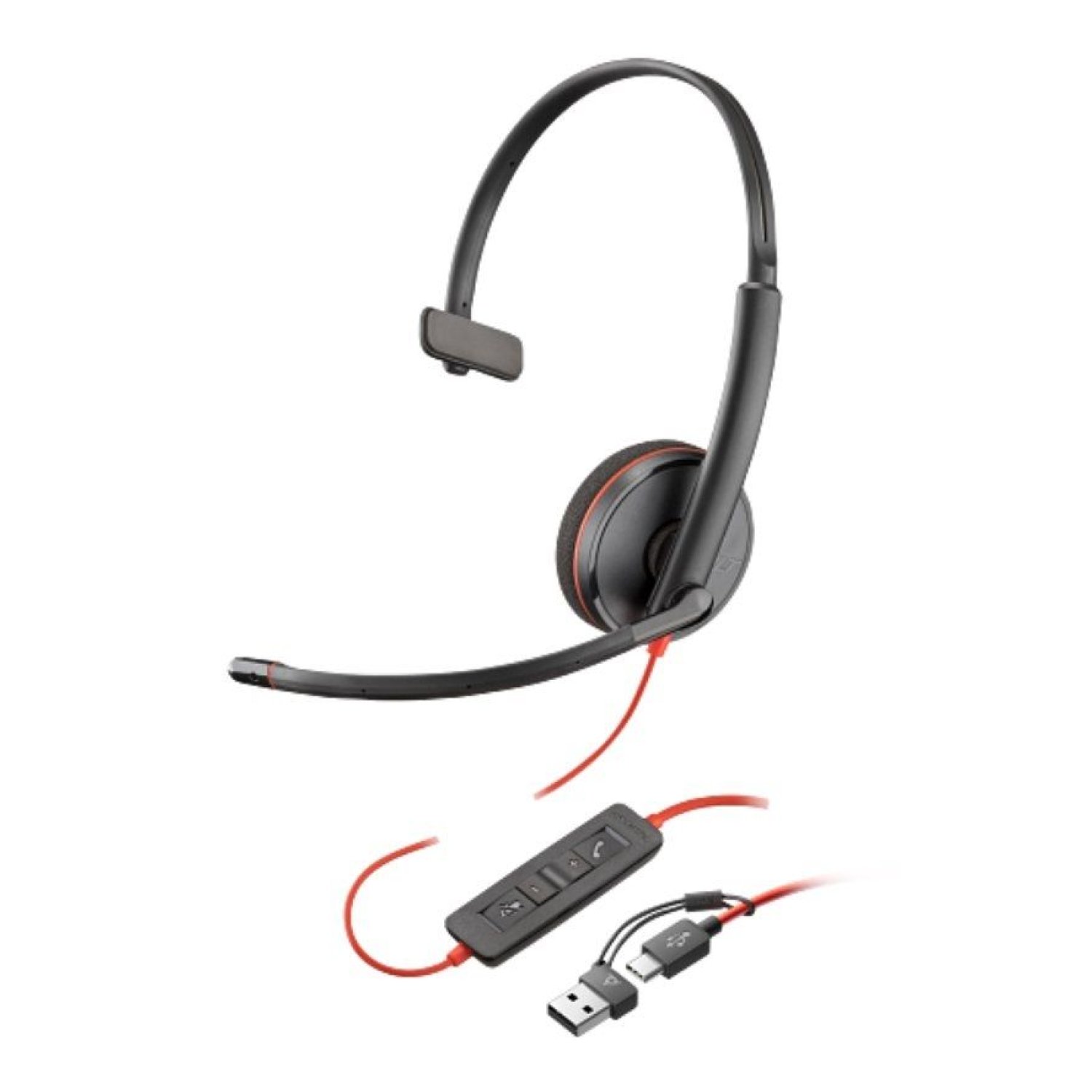 Poly Blackwire 3210 · Auriculares con Micrófono · USB-C/A · Negro