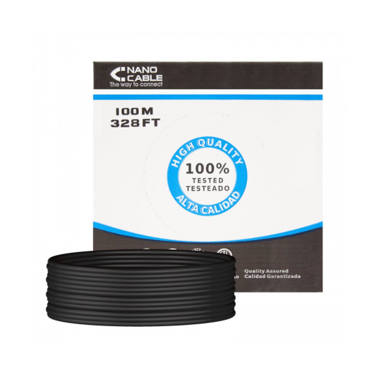 Nanocable · Cable RJ45 UTP Cat.5e · 100m Exterior · Impermeable · Negro