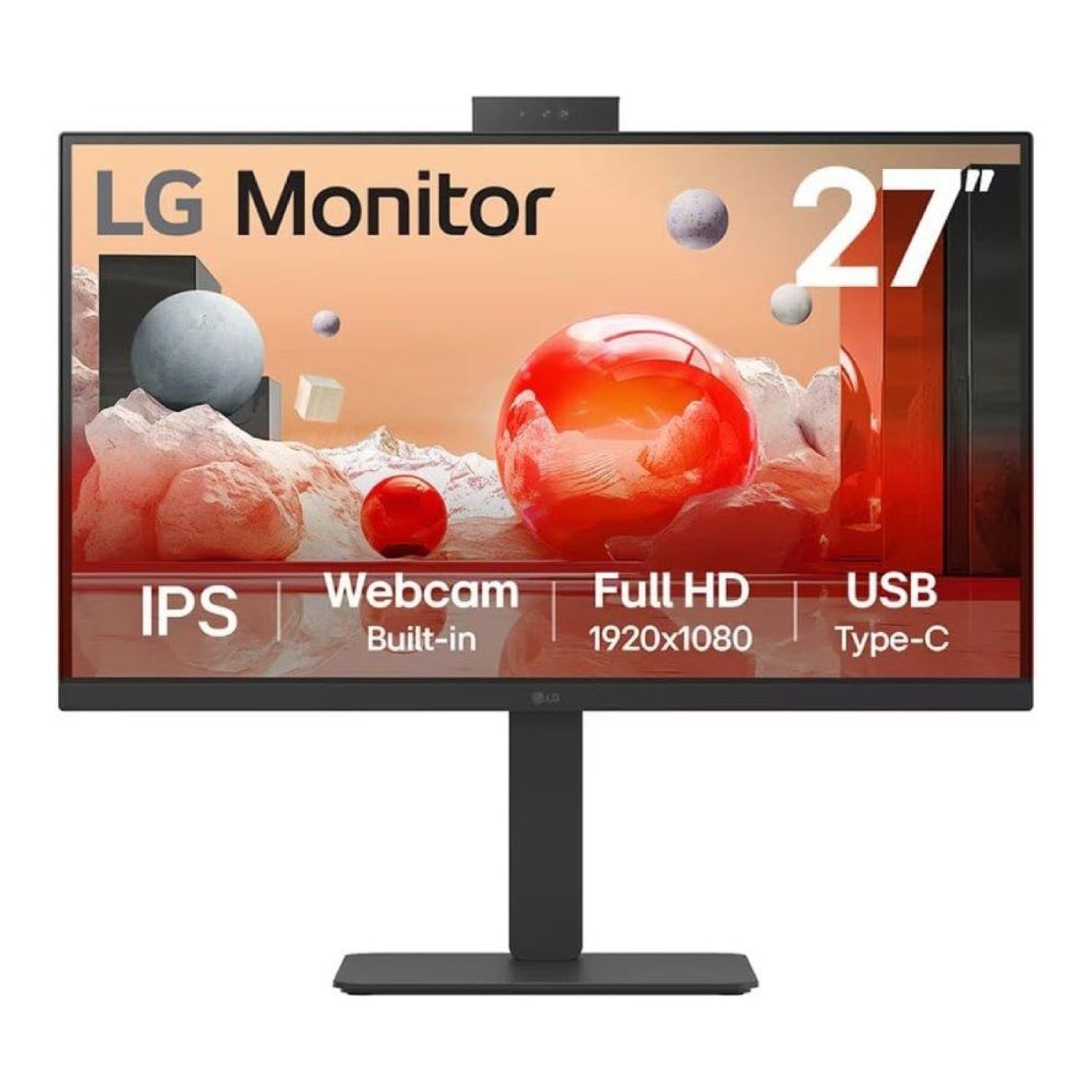 LG · Monitor 27" Full HD · Webcam integrada · Regulable altura · Negro