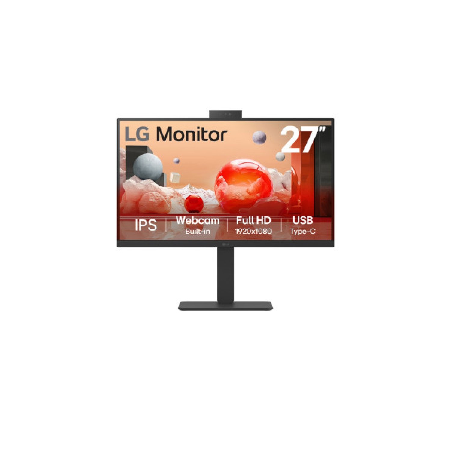 LG · Monitor 27" Full HD · Webcam integrada · Regulable altura · Negro