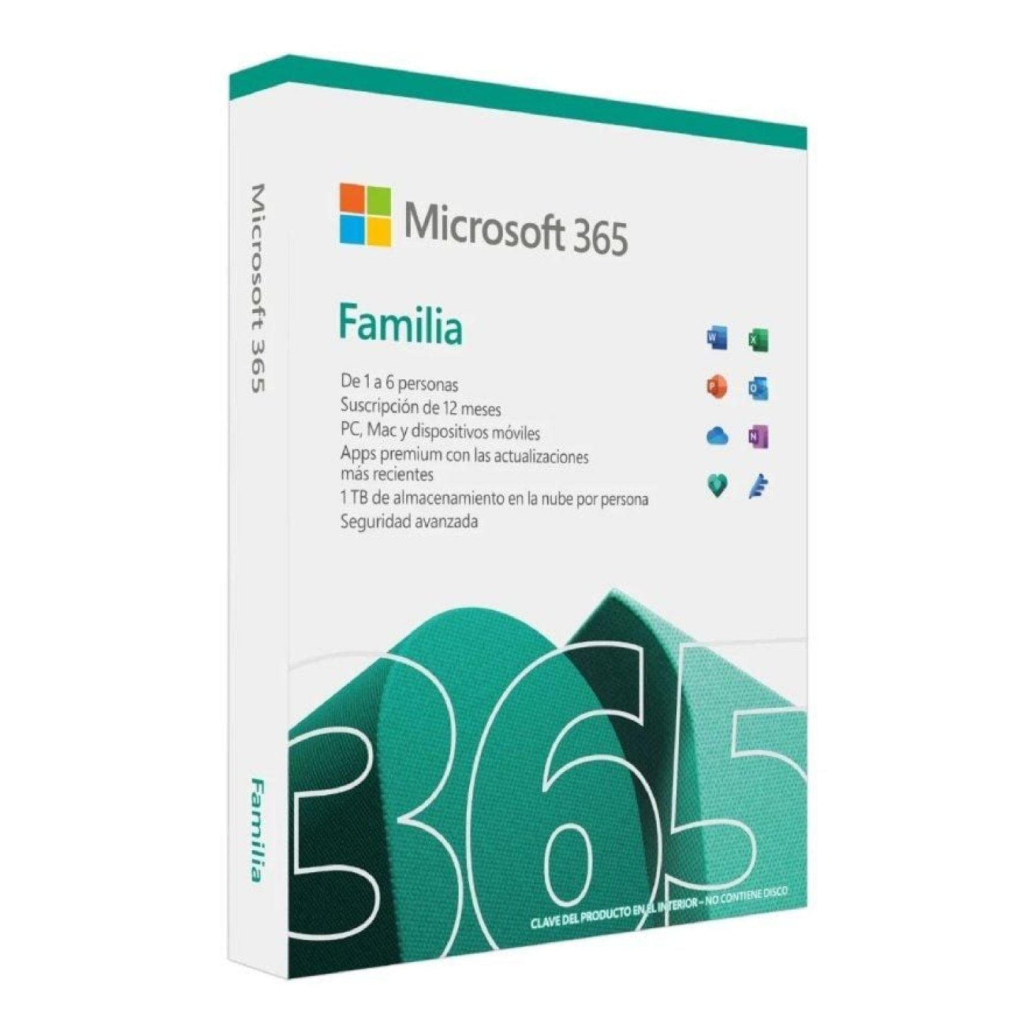 Microsoft 365 Familia · 6 Usuarios · 5 Dispositivos · 1 Año