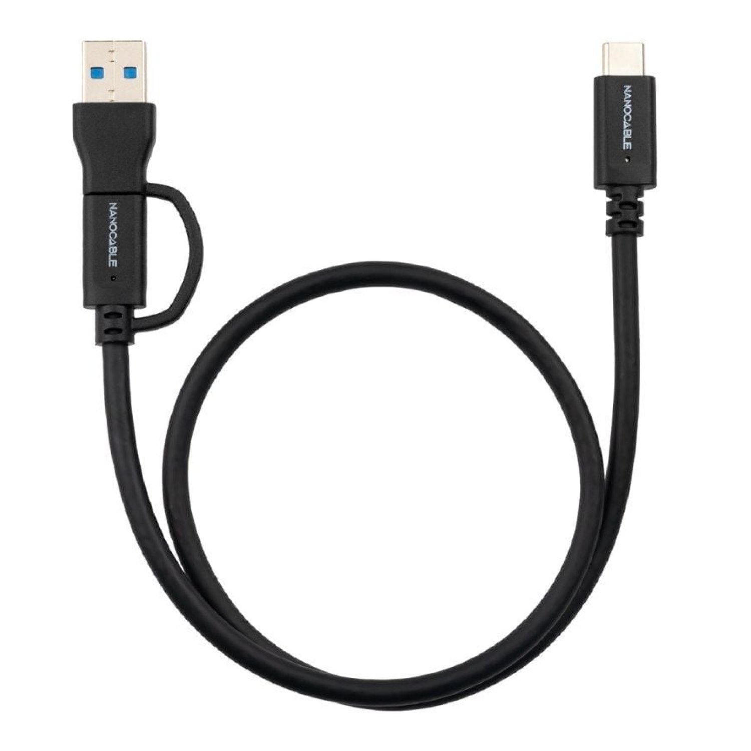 Nanocable Cable USB 3.2 Tipo-C · 60W · 10Gbps · 2m · Negro