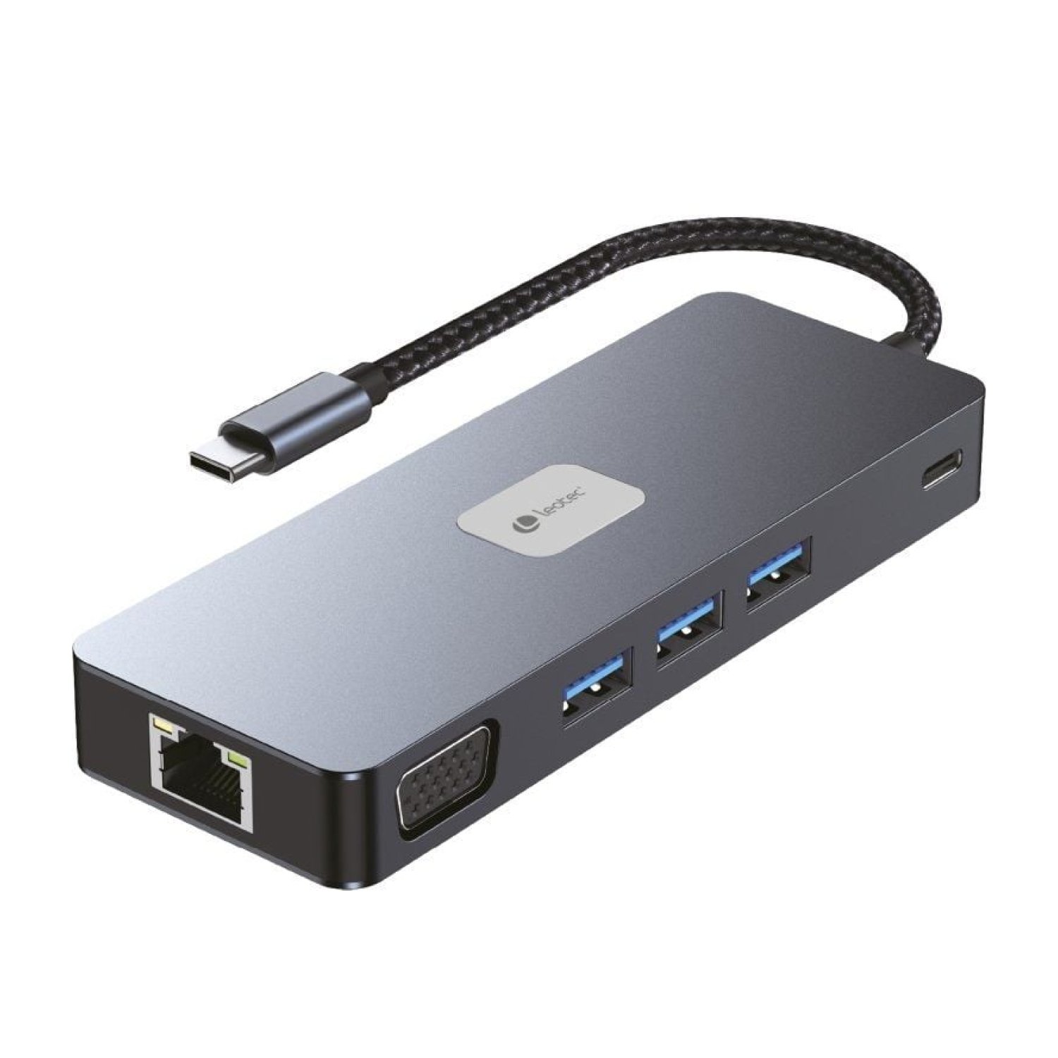 Leotec LEDS03 · Docking USB-C · 3xUSB + HDMI 4K + DisplayPort + RJ45 · Lector SD/MicroSD
