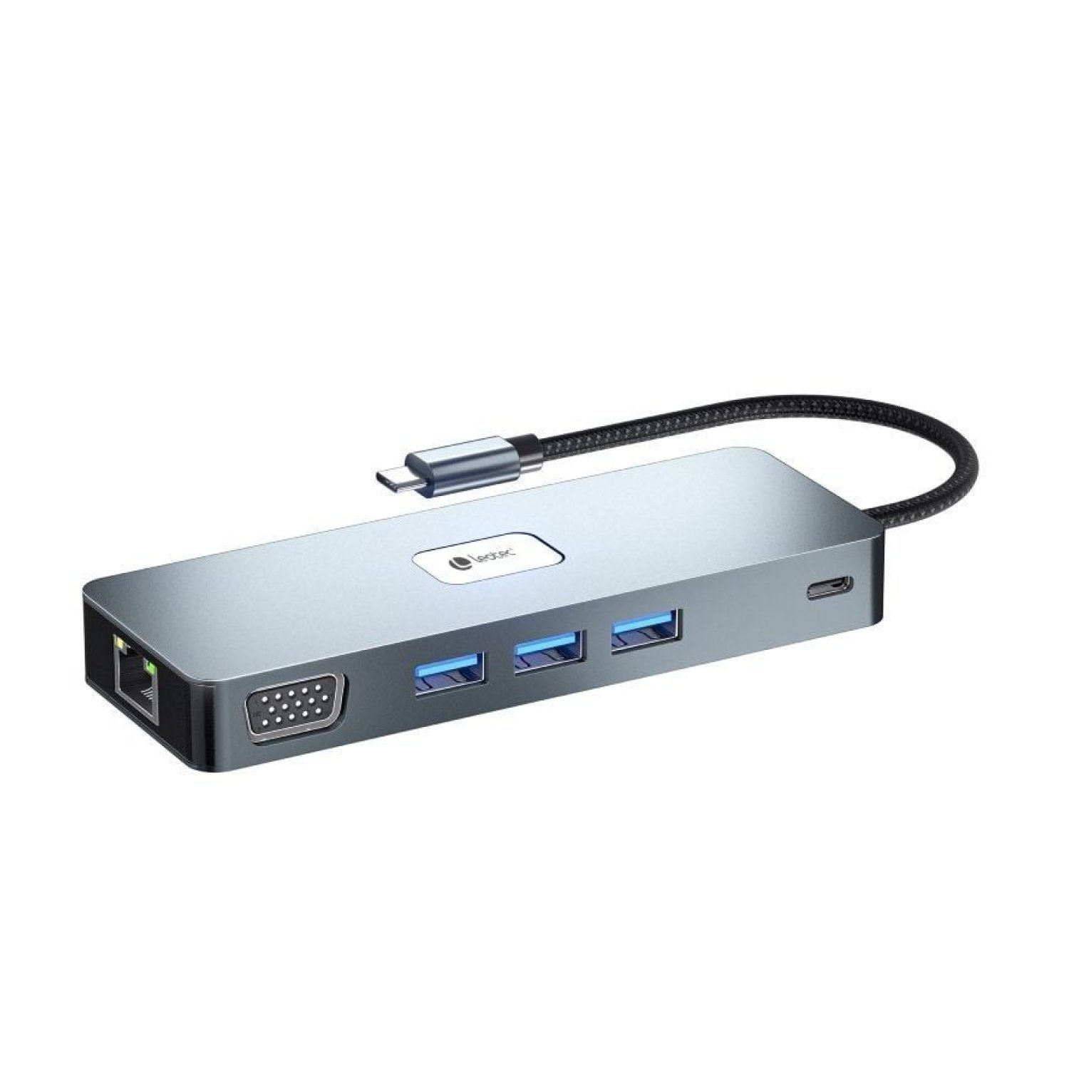 Leotec LEDS03 · Docking USB-C · 3xUSB + HDMI 4K + DisplayPort + RJ45 · Lector SD/MicroSD
