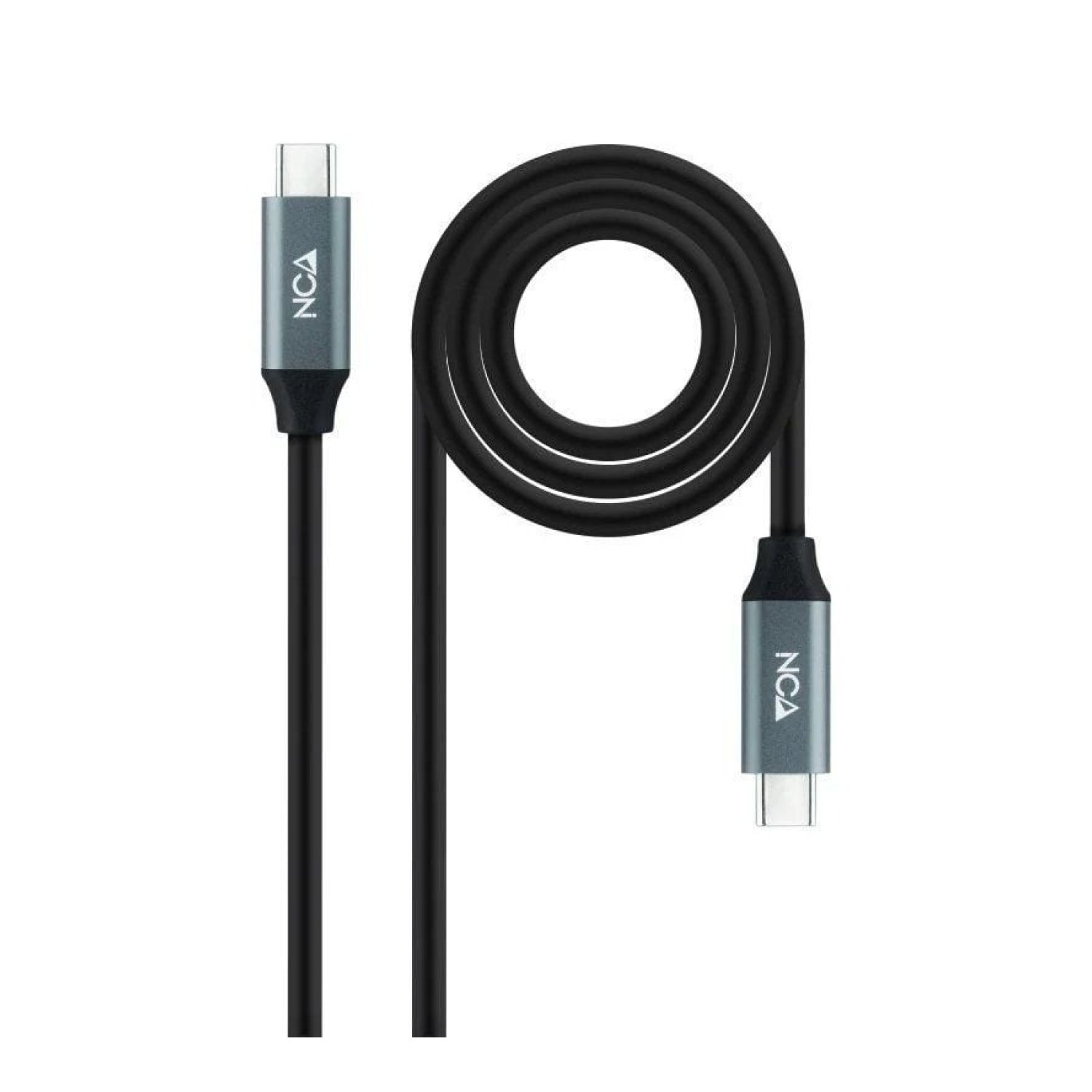 Nanocable Cable USB 3.2 Tipo-C · 3m · Conector Tipo-C Macho a Macho · Gris y Negro