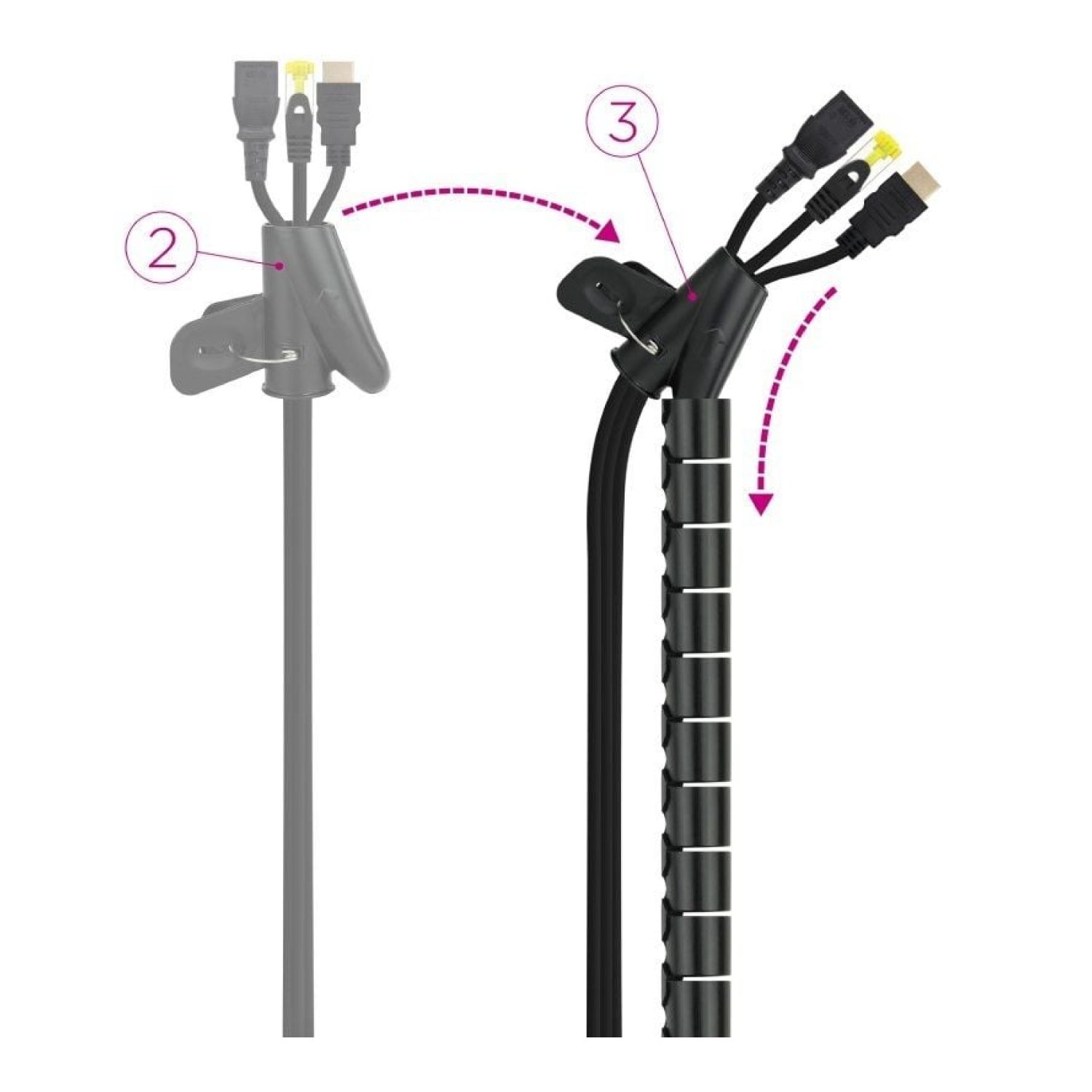 Nanocable · Organizador de Cables en Espiral · 2m · Negro