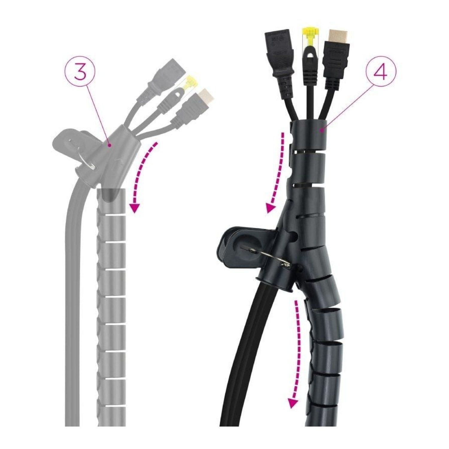Nanocable · Organizador de Cables en Espiral · 2m · Negro