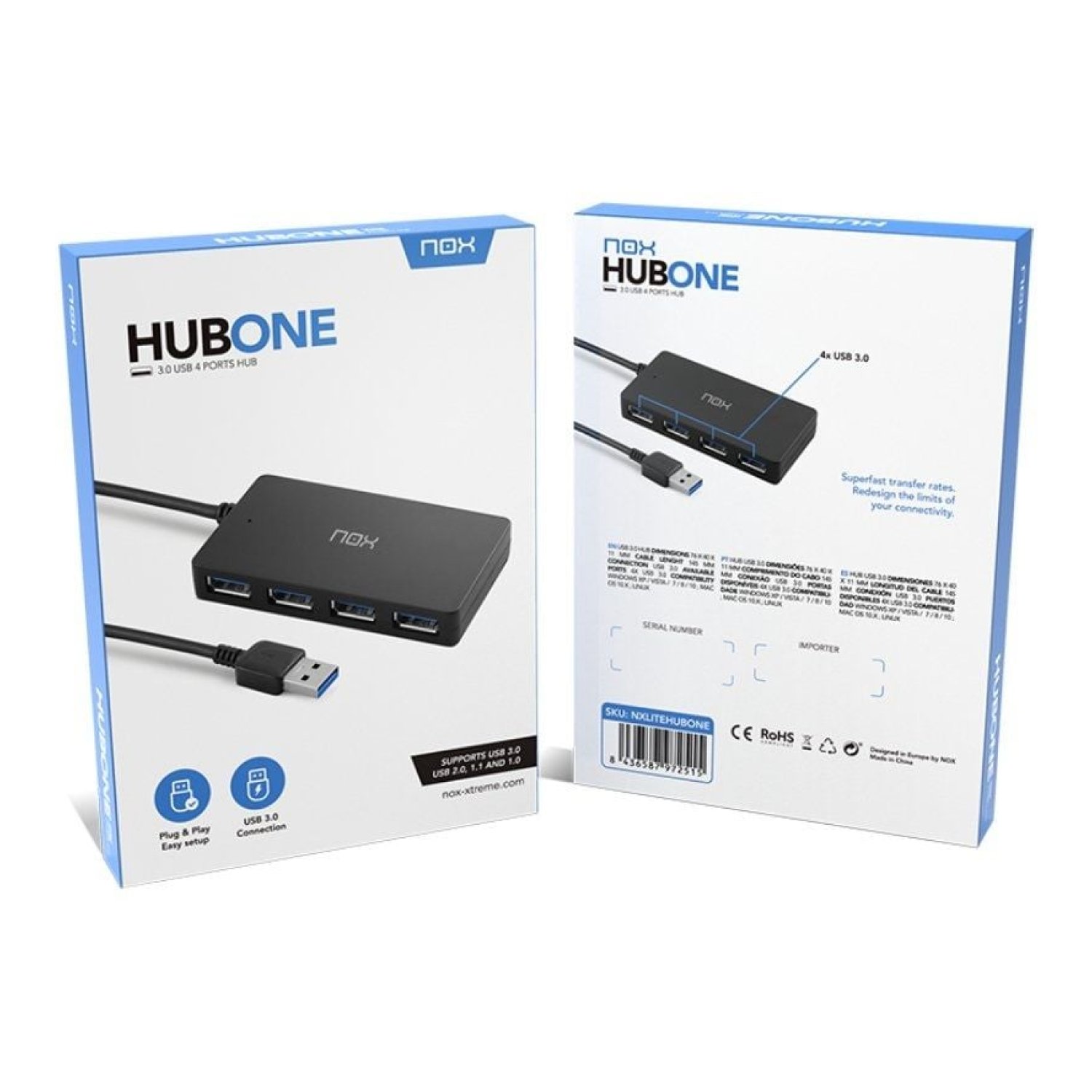 Nox One · Hub USB 3.0 · 4 Puertos USB