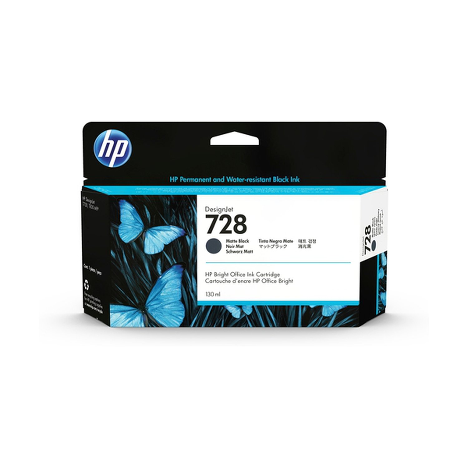 HP 728 Negro Mate Cartucho de Tinta Original - 3WX25A