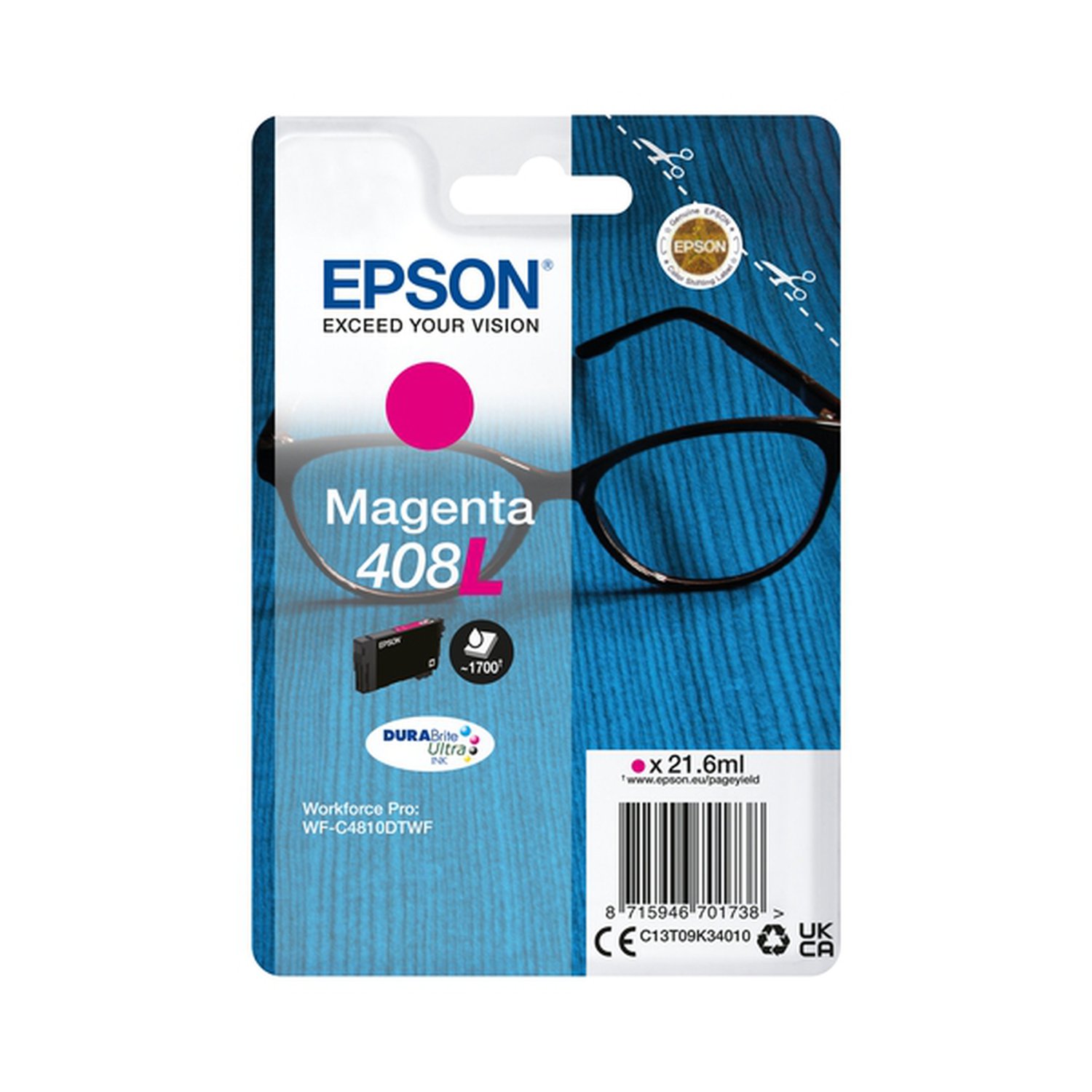EPSON tinta Magenta Singlepack 408L DURABrite Ultra Ink