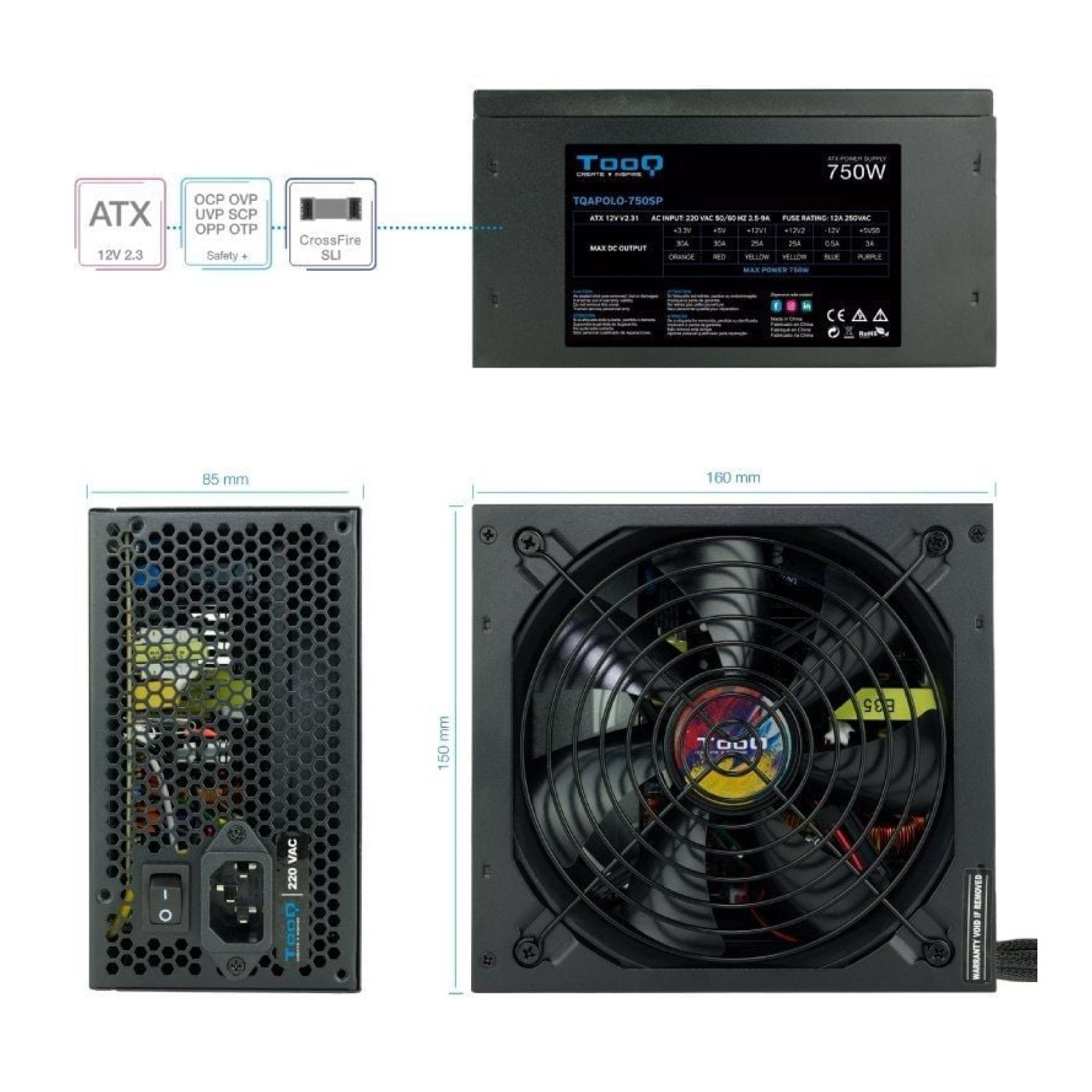 Tooq Apollo · Fuente Alimentación 750W · Ventilador 14cm