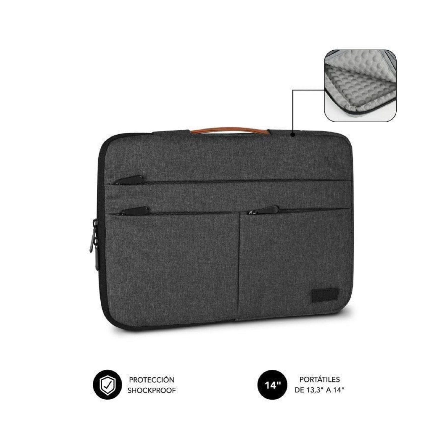 Subblim Air Padding 360 Sleeve · Funda Portátil 14" · Gris Oscuro