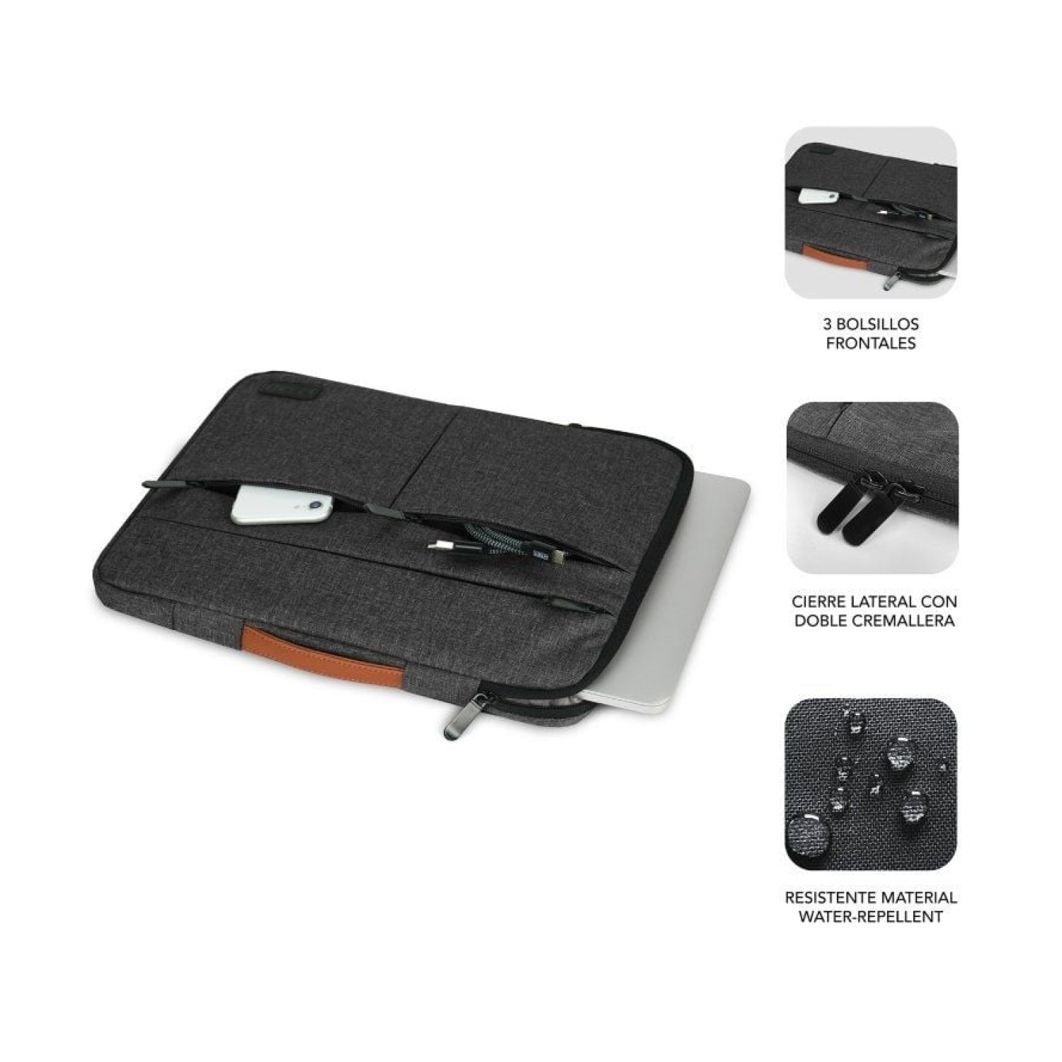 Subblim Air Padding 360 Sleeve · Funda Portátil 14" · Gris Oscuro