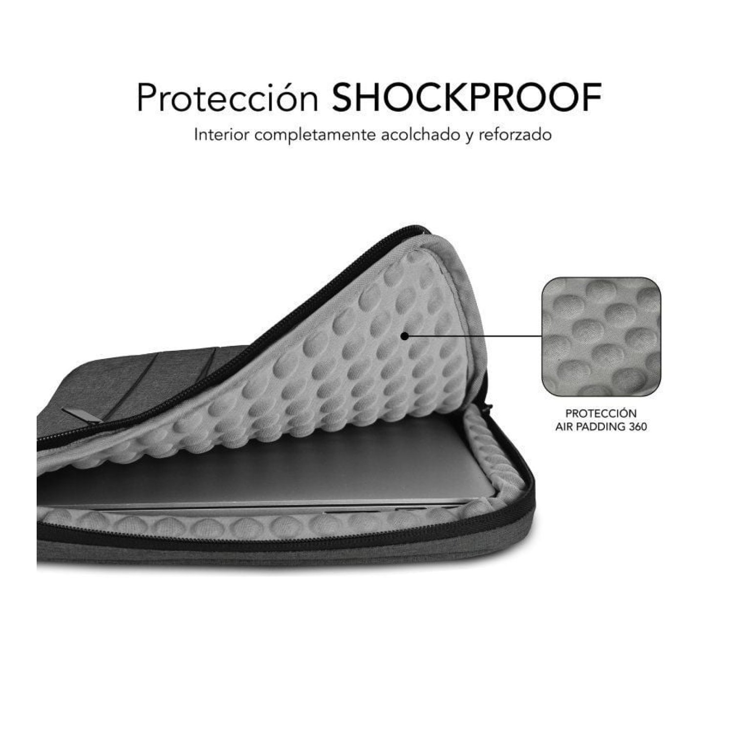 Subblim Air Padding 360 Sleeve · Funda Portátil 14" · Gris Oscuro