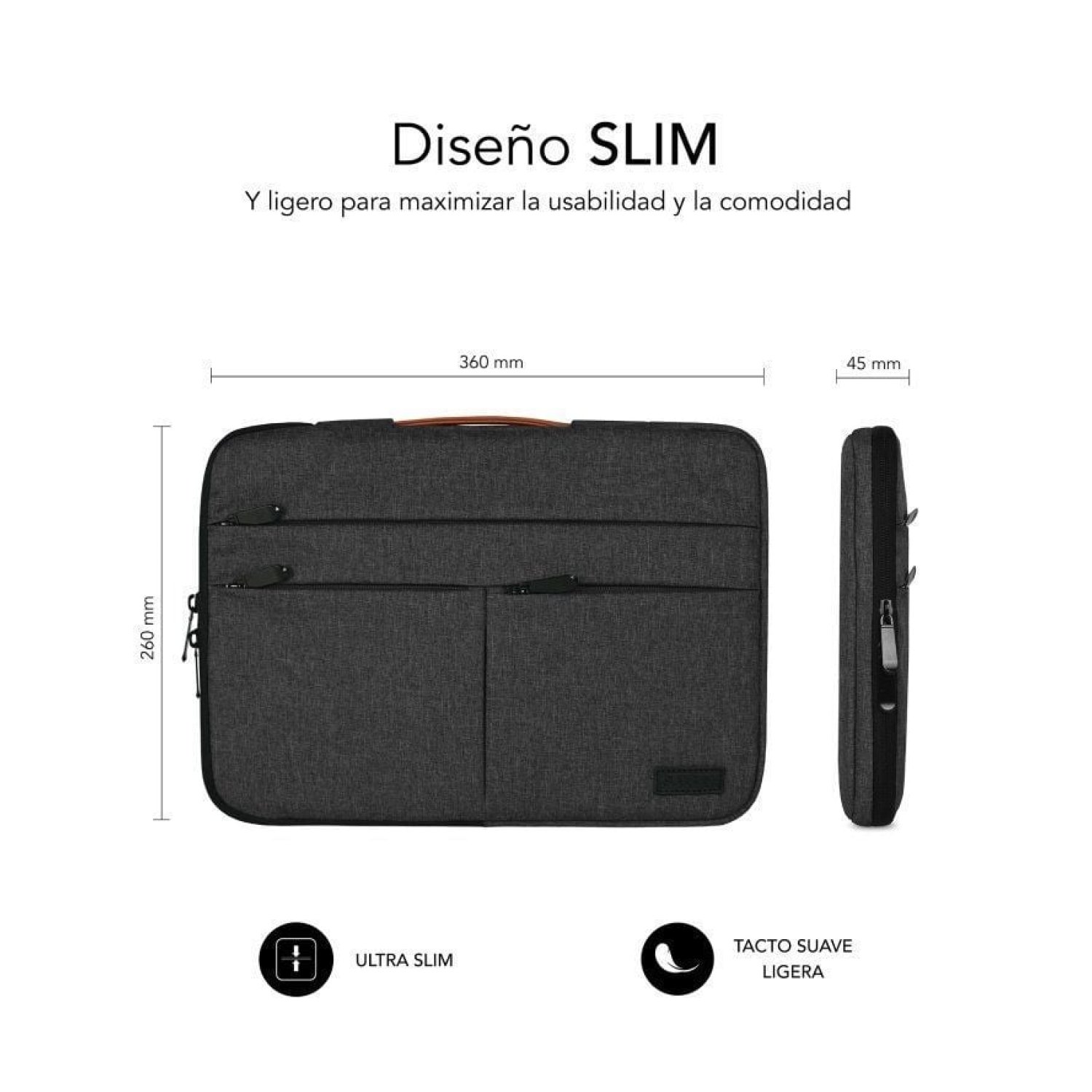 Subblim Air Padding 360 Sleeve · Funda Portátil 14" · Gris Oscuro