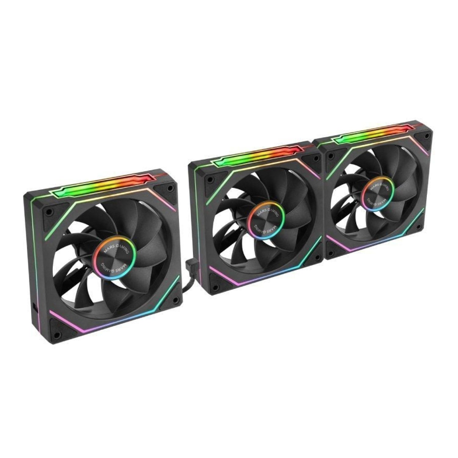 Mars Gaming MF-Linkfinity · Pack 3 Ventiladores 12cm · ARGB · Invertidos