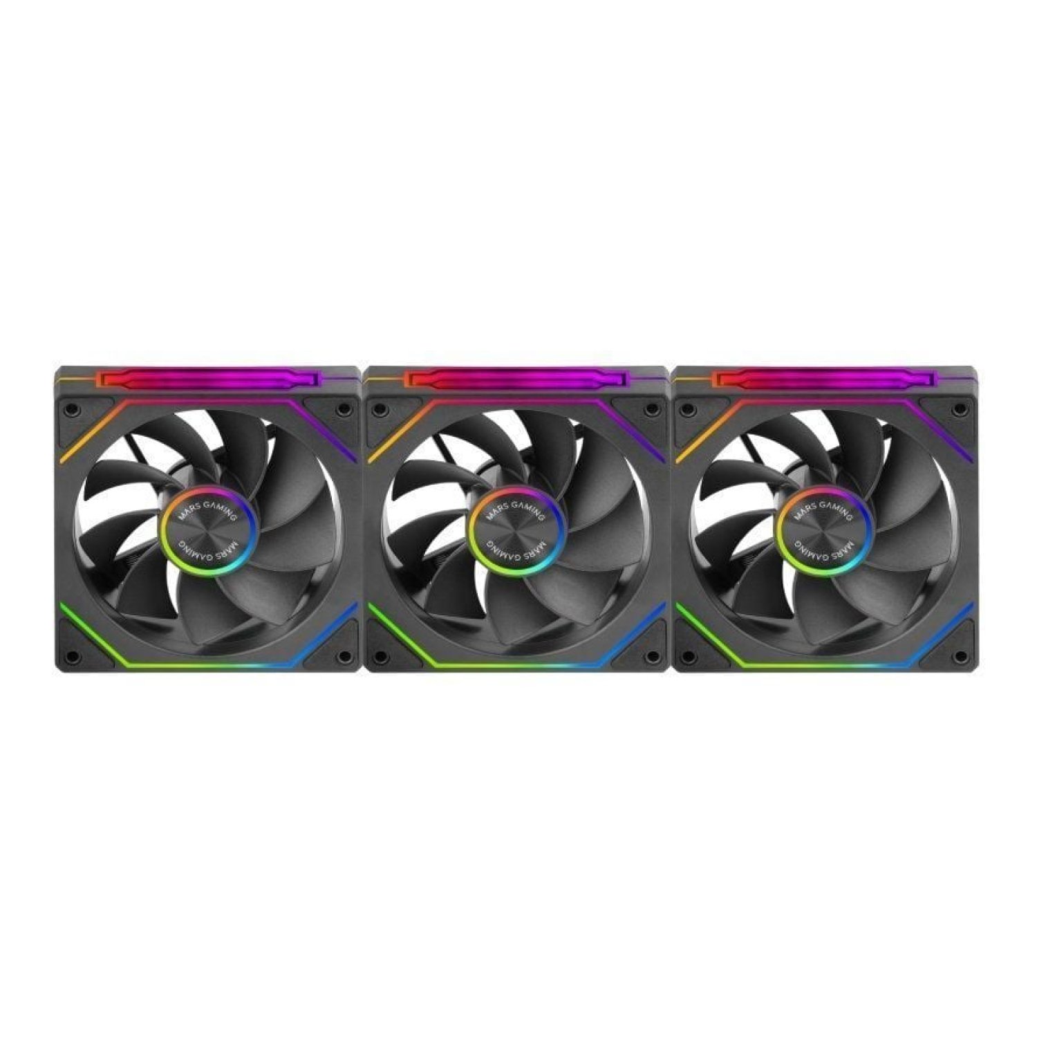 Mars Gaming MF-Linkfinity · Pack 3 Ventiladores 12cm · ARGB · Invertidos