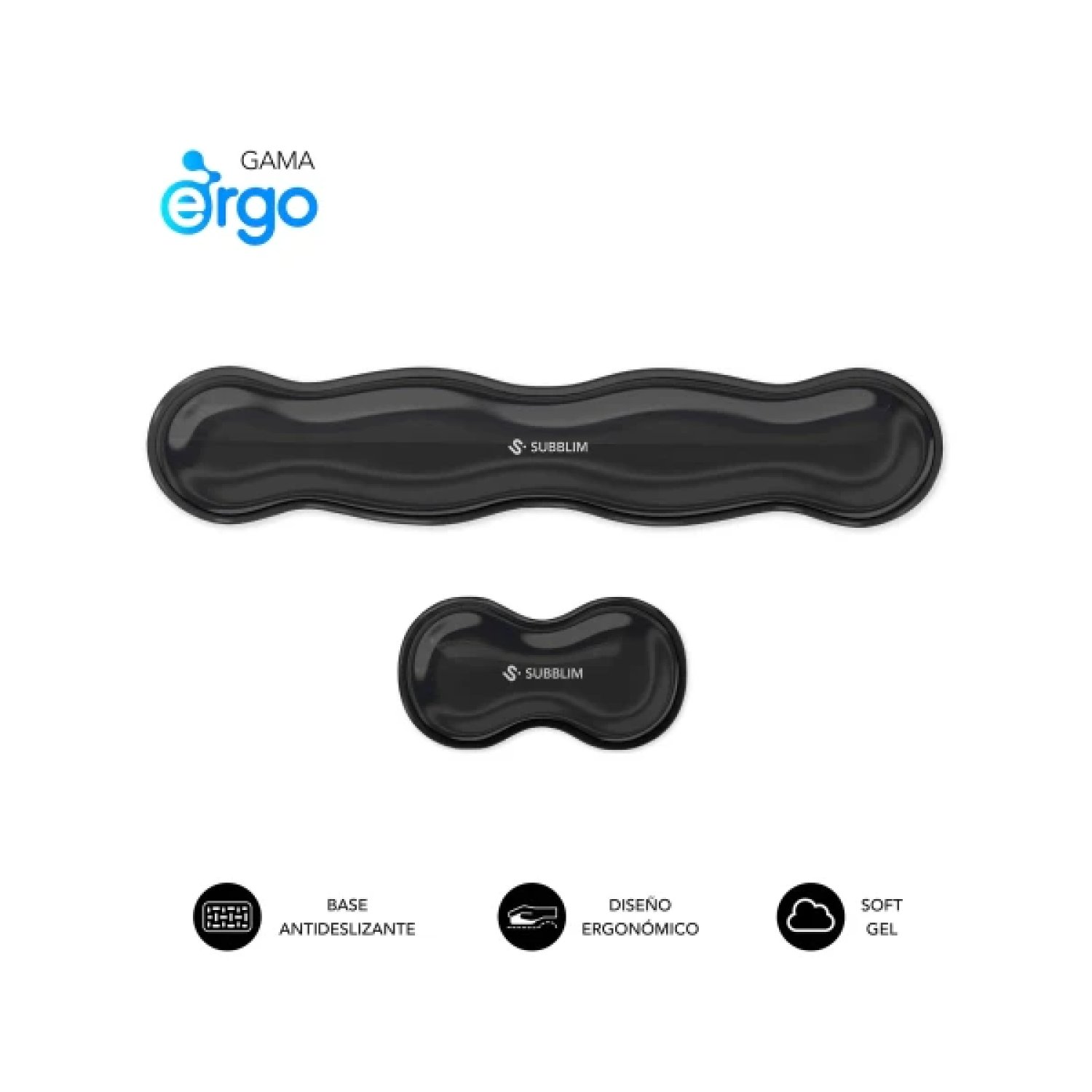 Subblim Ergo Crystal Flex · Pack de 2 Reposamuñecas · Ergonómicos · Gel