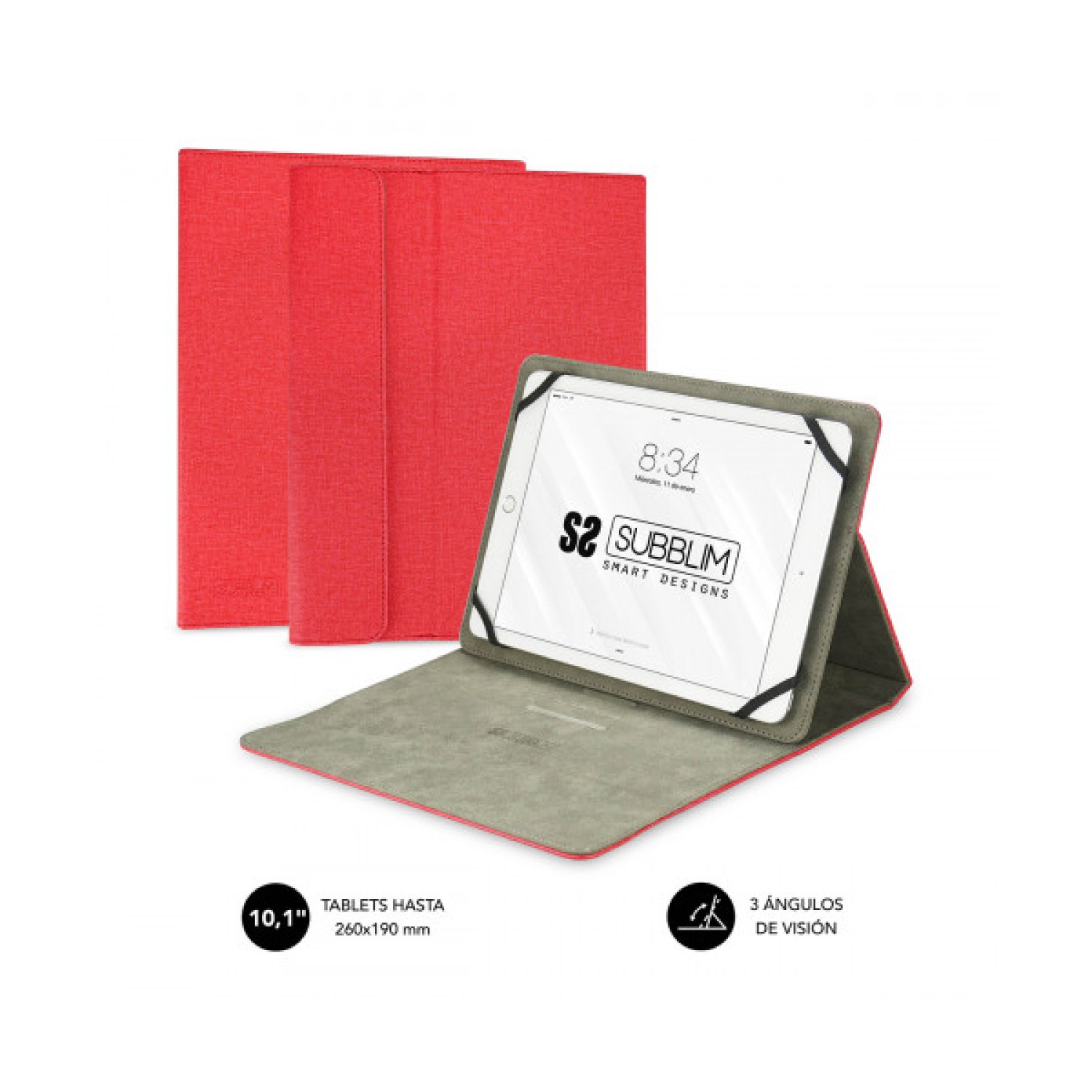 Subblim Clever Stand · Funda Tablet 9,6"-11" · Roja