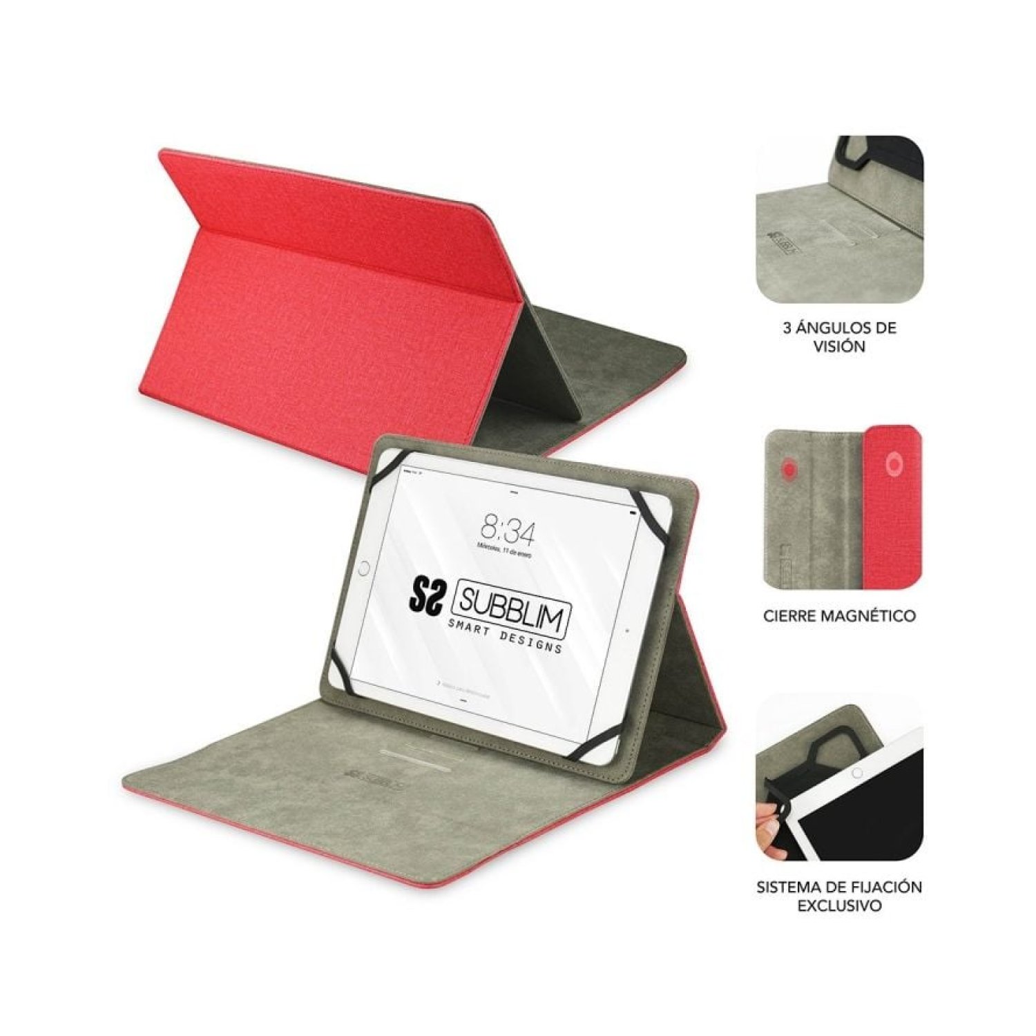 Subblim Clever Stand · Funda Tablet 9,6"-11" · Roja