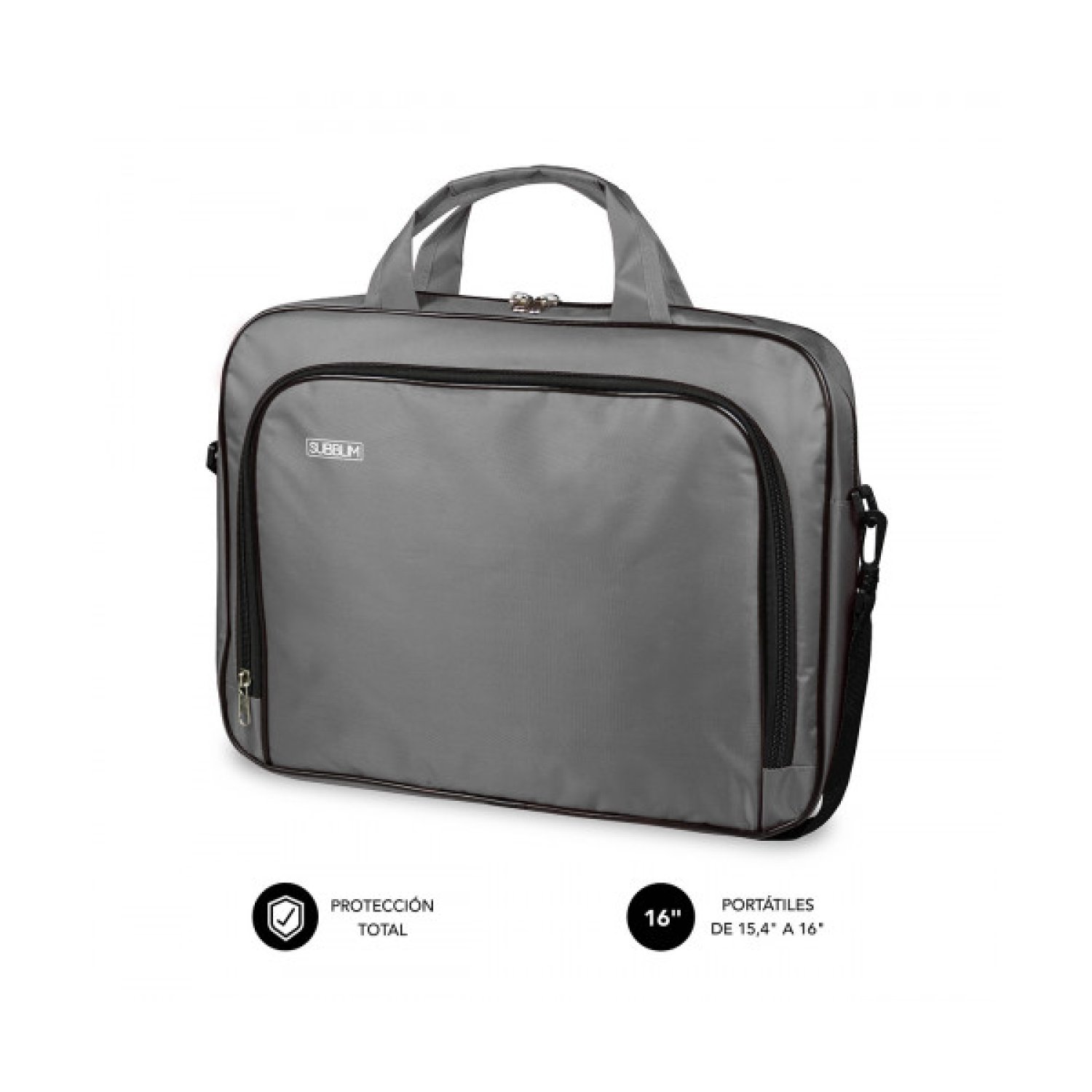 Subblim Oxford · Maletín para Portátiles · Hasta 16" · Gris