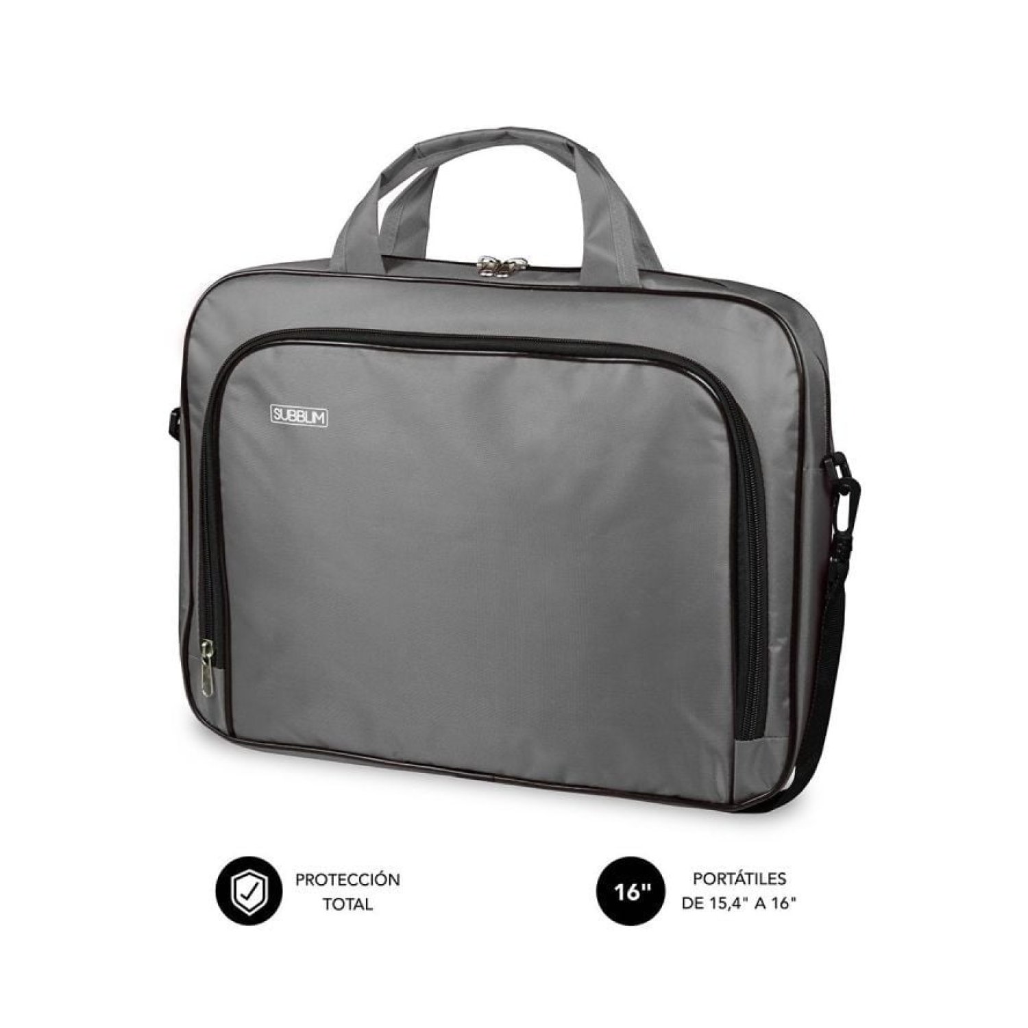 Subblim Oxford · Maletín para Portátiles · Hasta 16" · Gris