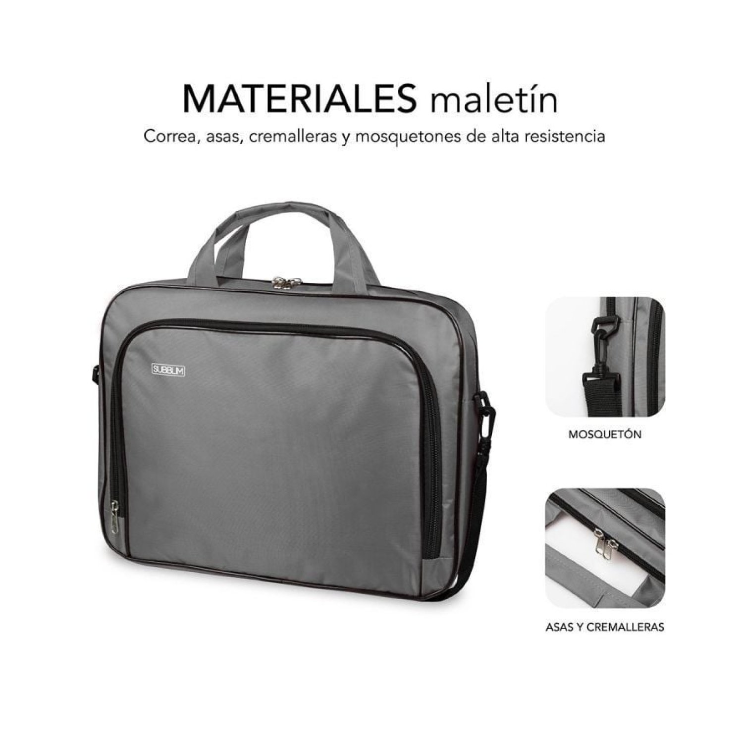 Subblim Oxford · Maletín para Portátiles · Hasta 16" · Gris