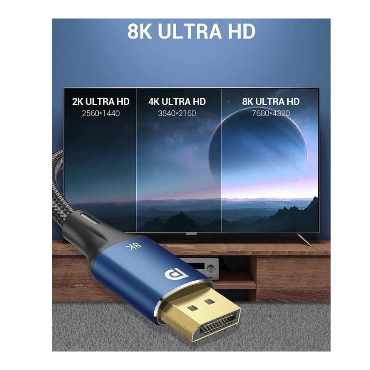 Vention Cable DisplayPort 1.4 · 8K · 1m · Conector Macho-Macho · Azul