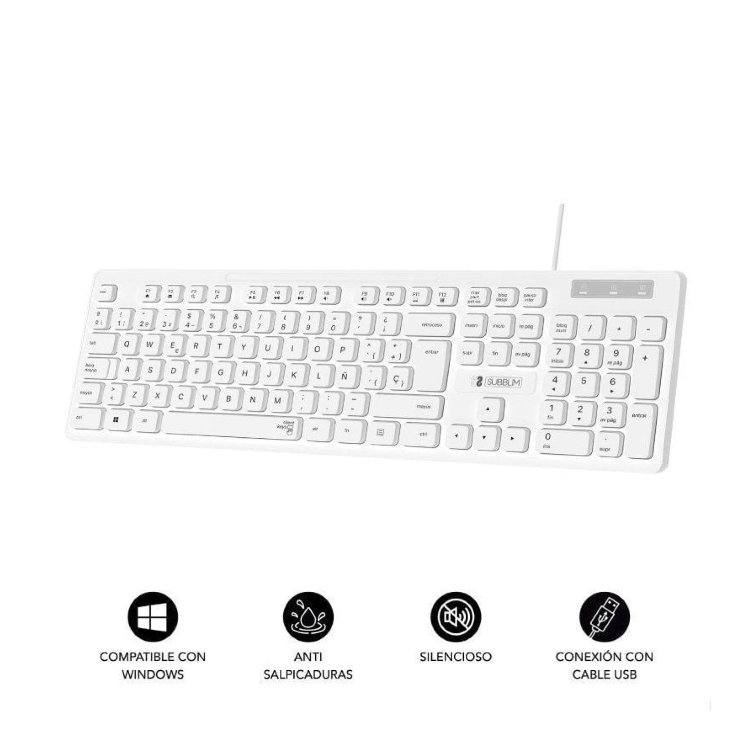 Subblim Business Slim · Teclado Silencioso · Blanco