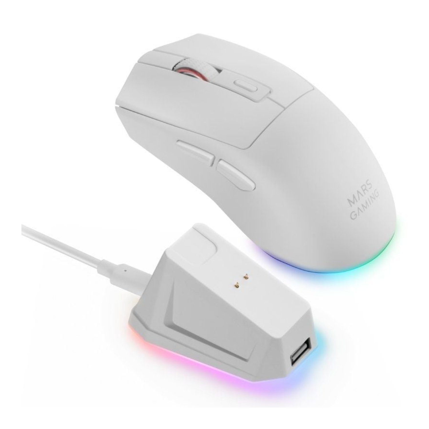 Mars Gaming MM-T3 · Ratón Gaming Inalámbrico · 14400 DPI · Batería Recargable · Blanco